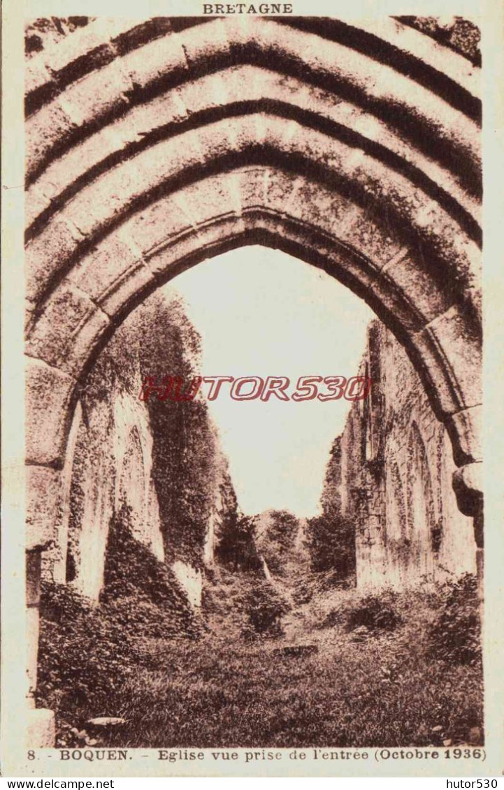 CPA BOQUEN - COTES D'ARMOR - RUINES EGLISE - Sonstige & Ohne Zuordnung