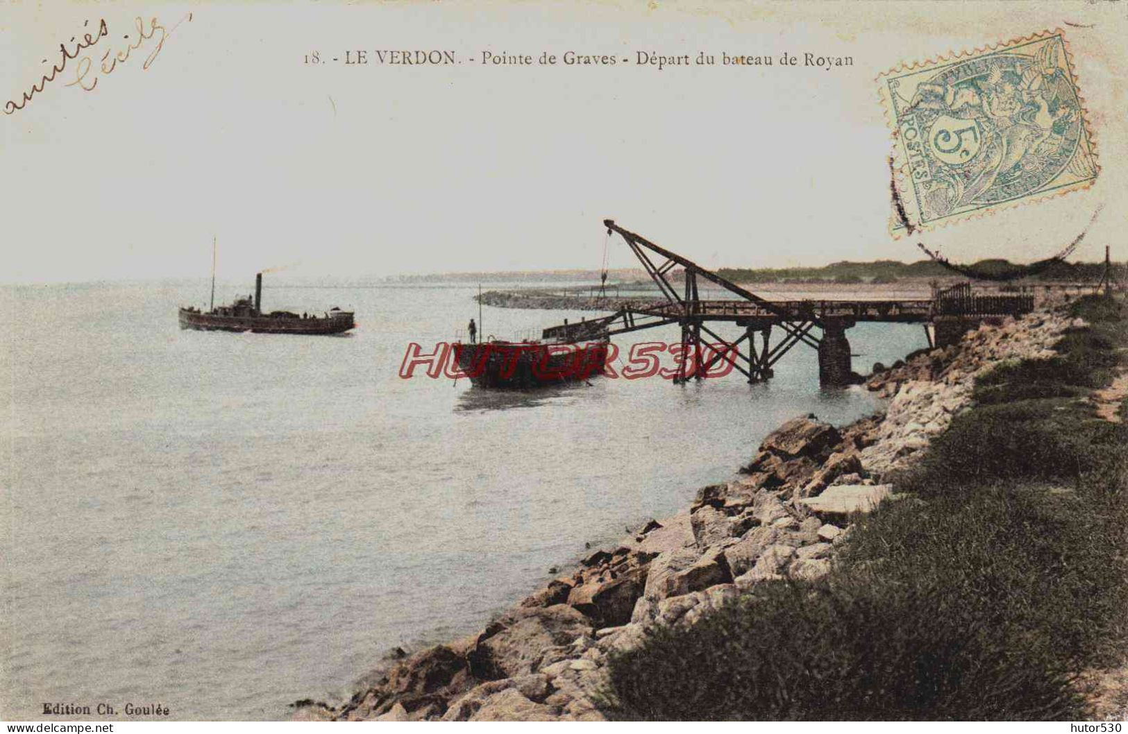 CPA LE VERDON - GIRONDE - POINTE DE GRAVES - DEPART DU BATEAU - Autres & Non Classés