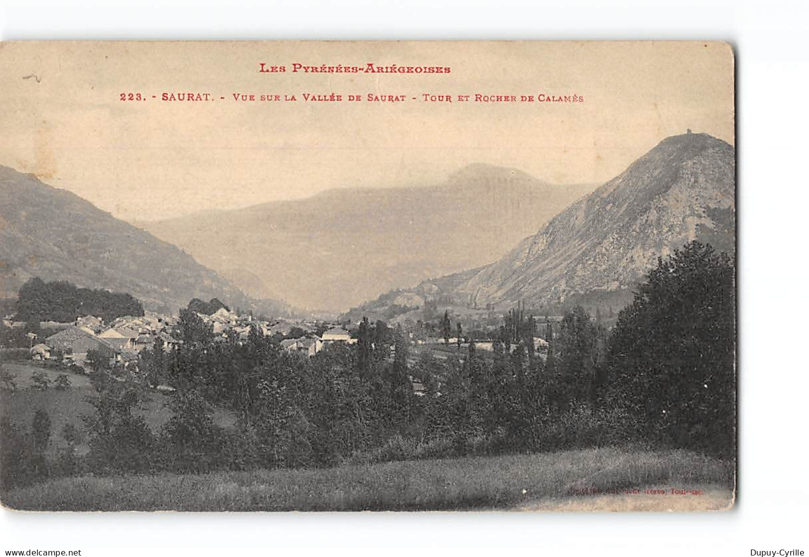 SAURAT - Vue Sur La Vallée De Saurat - Tour Et Rocher De Calamès - état - Autres & Non Classés