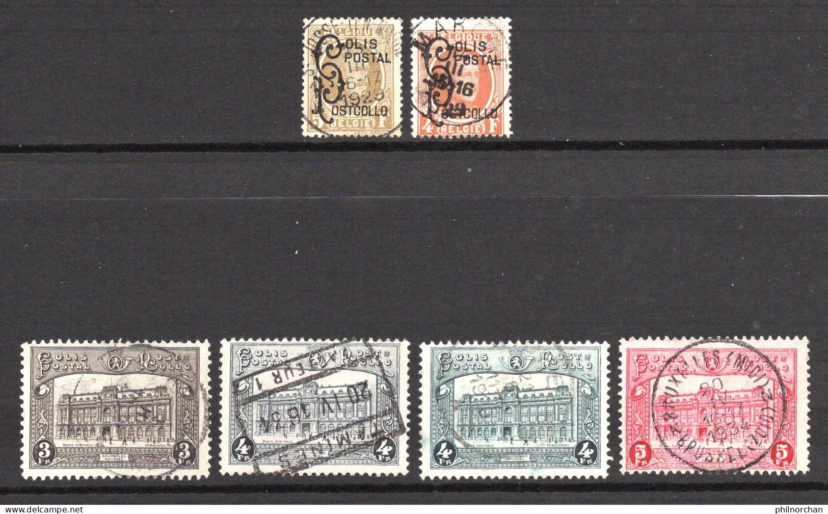 Belgique 1928,1929 Colis Postaux Oblitérés N°168,169,170,2x171 (variété),172   0,60 €  (cote ?, 6 Valeurs) - Used