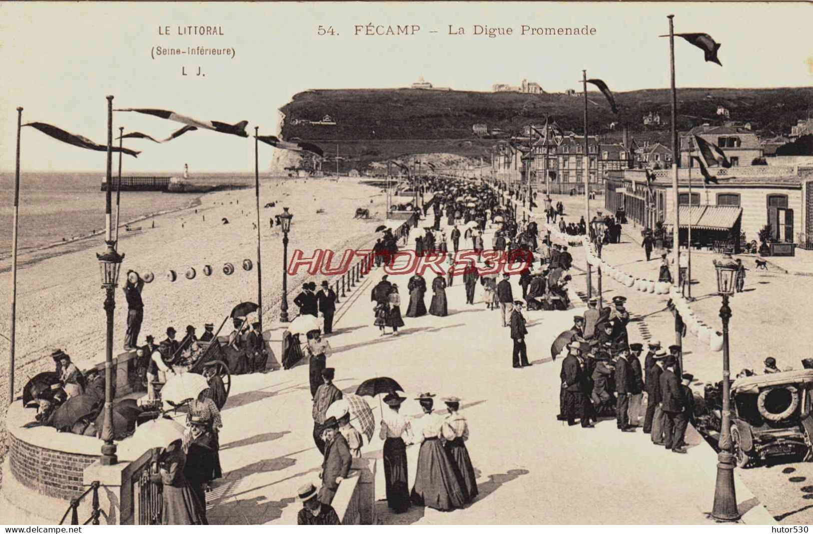 CPA ETRETAT - SEINE MARITIME - LA DIGUE PROMENADE - Etretat