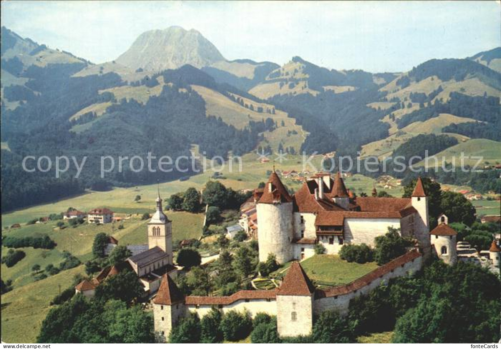 12270311 Gruyeres FR Fliegeraufnahme Mit Schloss Gruyeres - Sonstige & Ohne Zuordnung