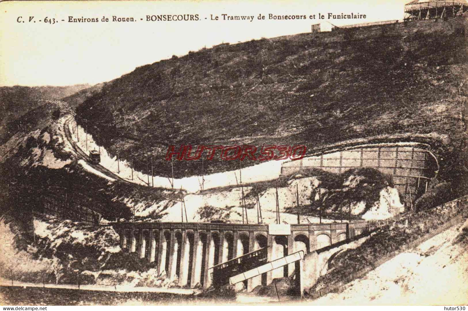 CPA BONSECOURS - SEINE MARITIME - LE TRAMWAY ET LE FUNICULAIRE - Mesnil-Val