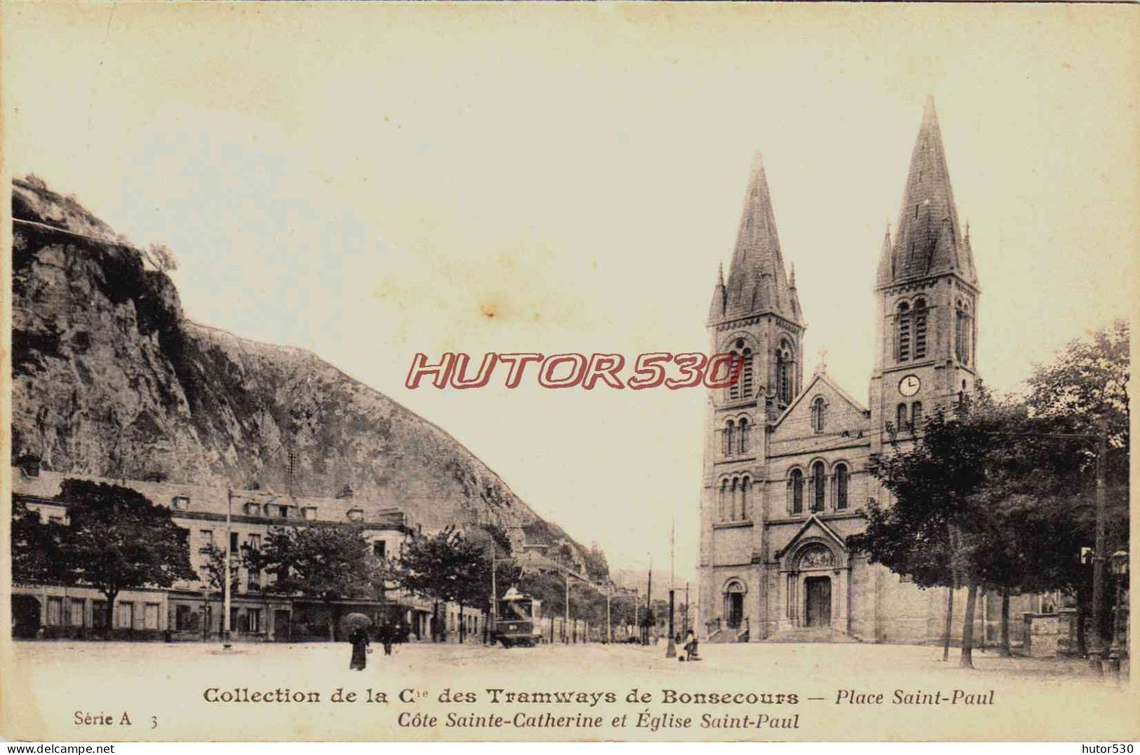 CPA BONSECOURS - SEINE MARITIME - COTE SAINTE CATHERINE - TRAMWAYS DE BONSECOURS - Bonsecours