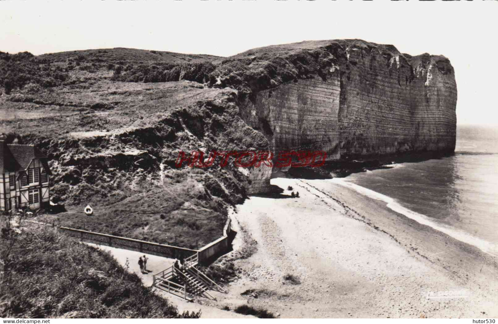 CPSM VATTETOT SUR MER - SEINE MARITIME - LES FALAISES ET LA DESCENTE A LA MER - Autres & Non Classés