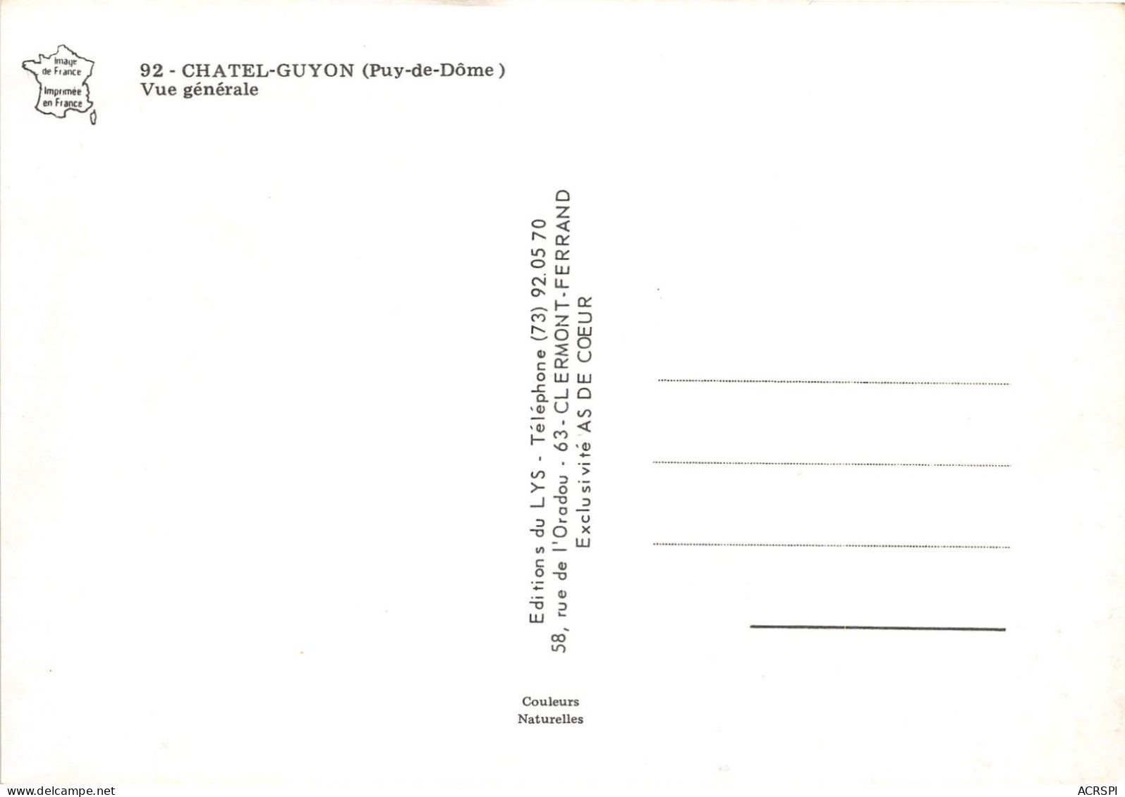 CHATEL GUYON Vue Generale 14(scan Recto-verso) MA2216 - Châtel-Guyon