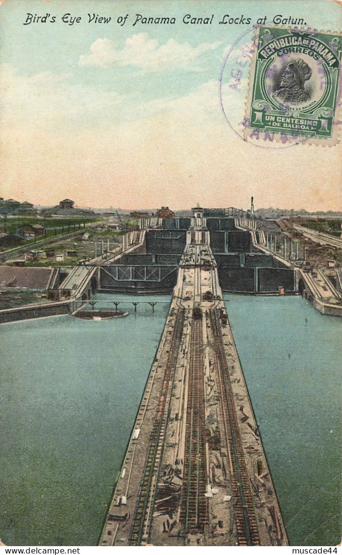 BIRD'S EYS VIEW OF PANAMA CANAL LOCKS AT GATUN - Panama