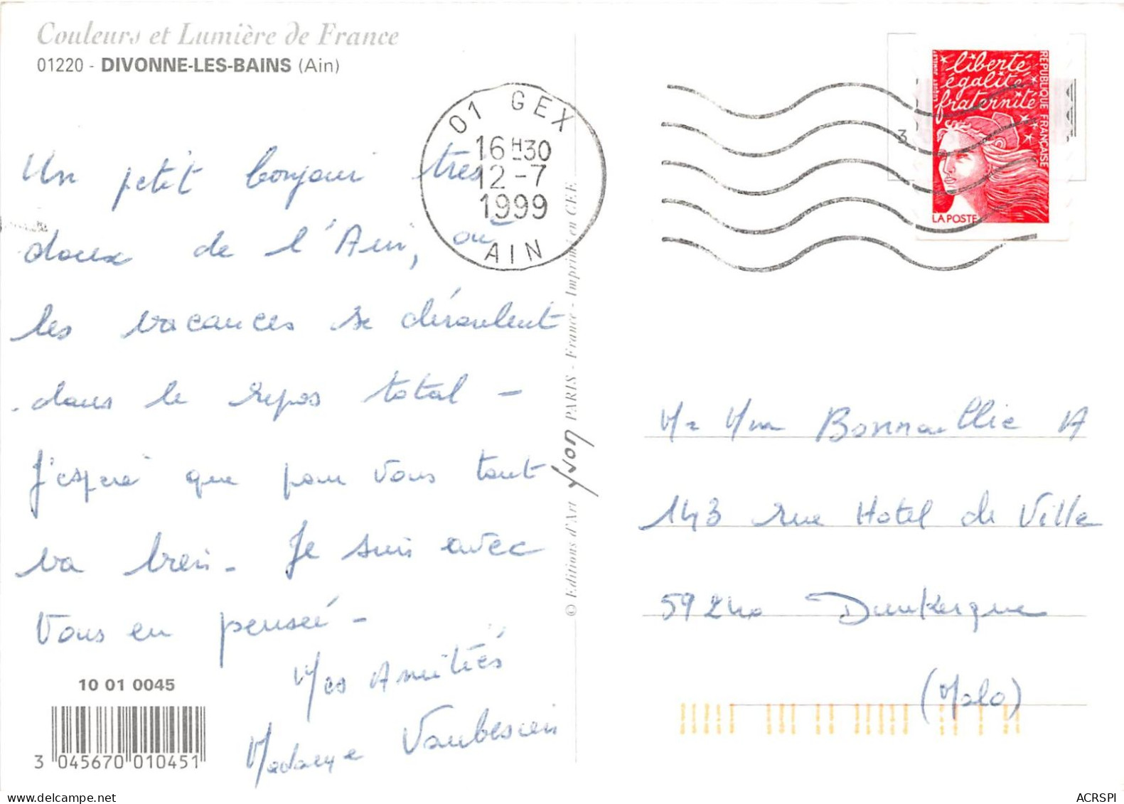 DIVONNE LES BAINS Entre Le Col De La Faucille Et Geneve 8(scan Recto-verso) MA2201 - Divonne Les Bains