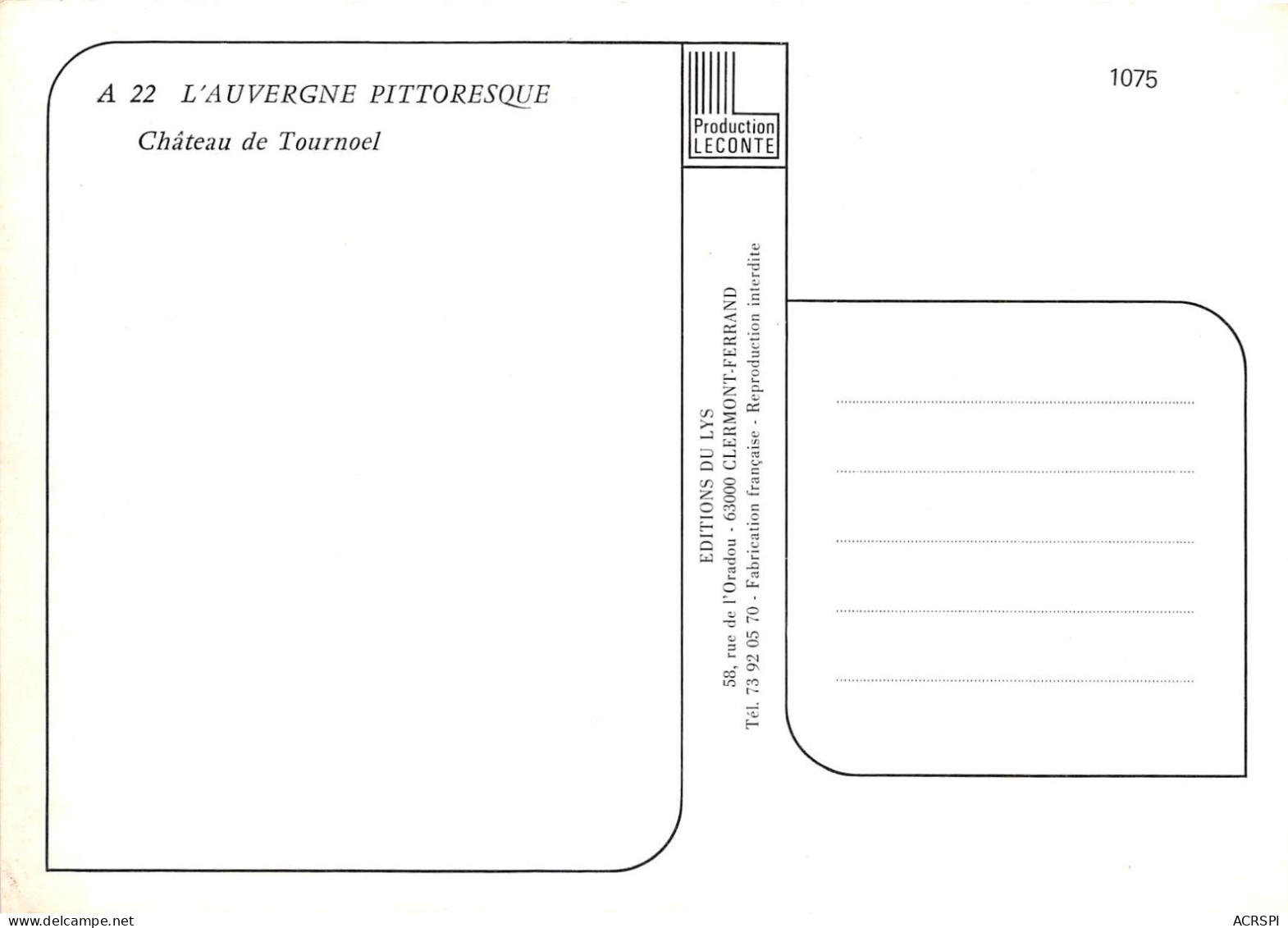 CHATEAU DE TOURNOEL 3(scan Recto-verso) MA2231 - Saint Nectaire