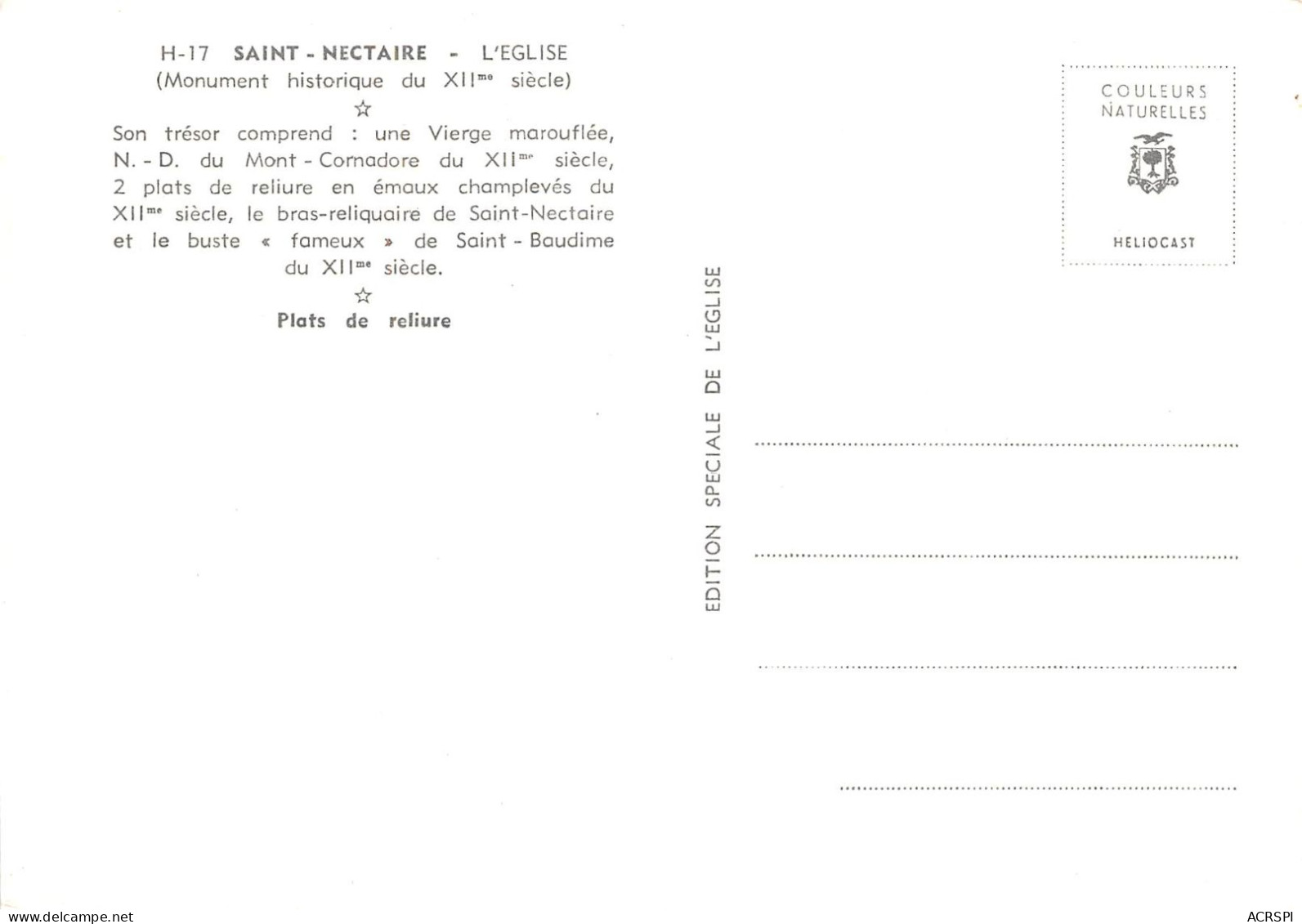 SAINT NECTAIRE L Eglise Son Tresor Comprend Une Vierge Marouflee 5(scan Recto-verso) MA2228 - Saint Nectaire