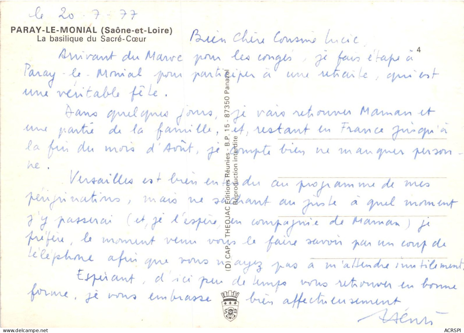 PARAY LE MONIAL La Basilique Du Sacre Coeur 18(scan Recto-verso) MA2227 - Paray Le Monial