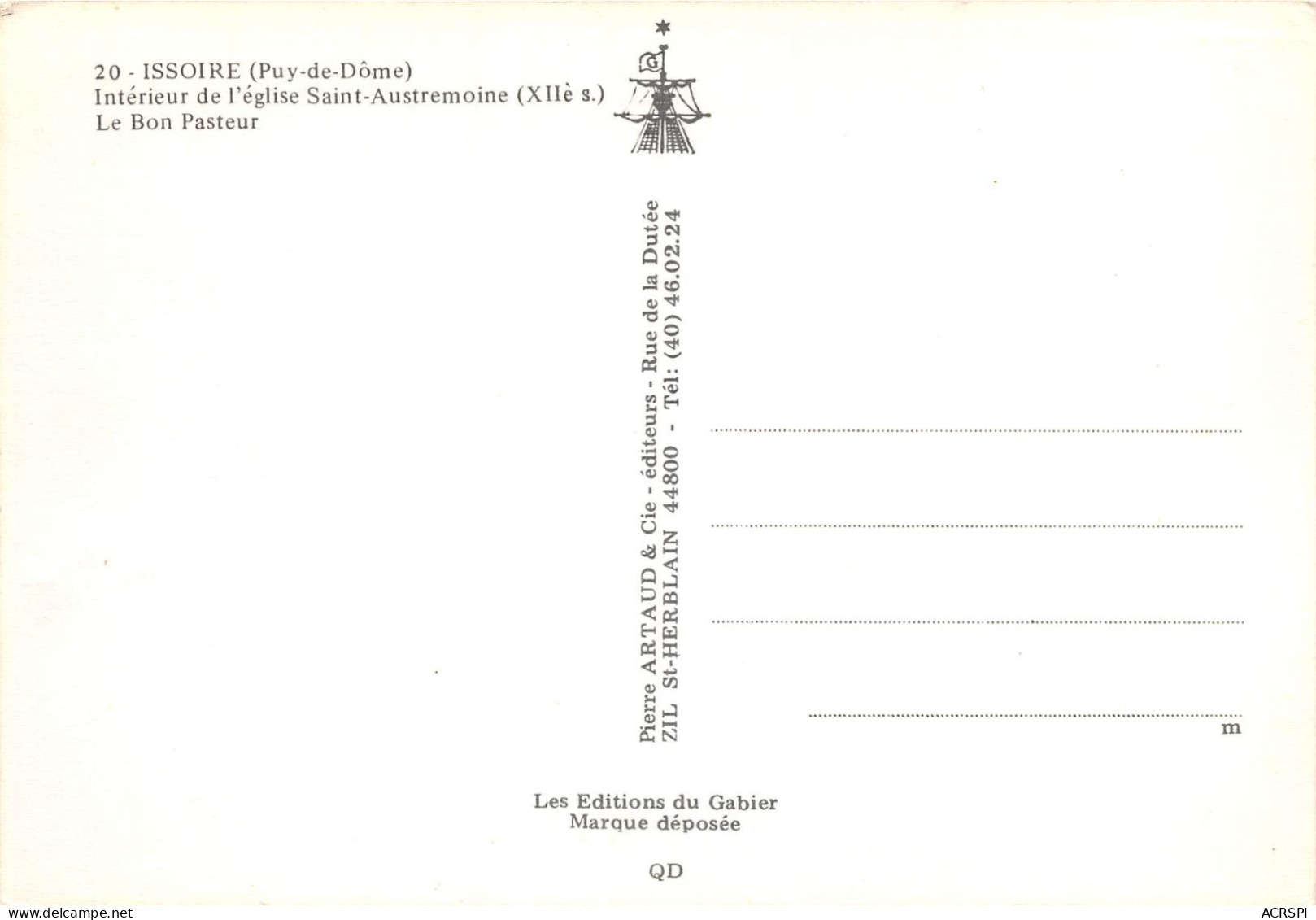 ISSOIRE Interieur De L Eglise Saint Austremoine Le Bon Pasteur 19(scan Recto-verso) MA2223 - Issoire
