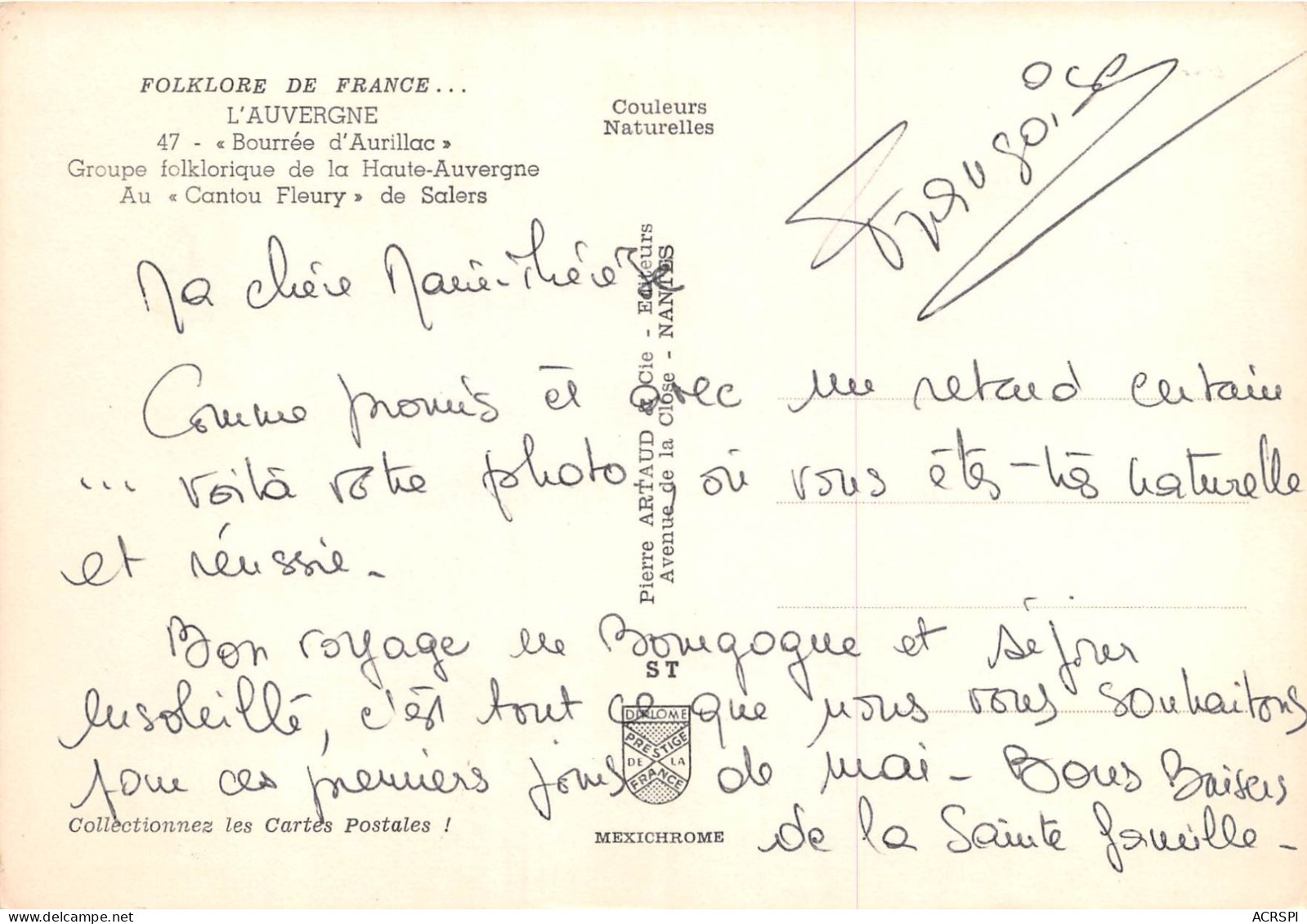AURILLAC Bourree Groupe Folklorique De La Haute Auvergne 10(scan Recto-verso) MA2250 - Aurillac