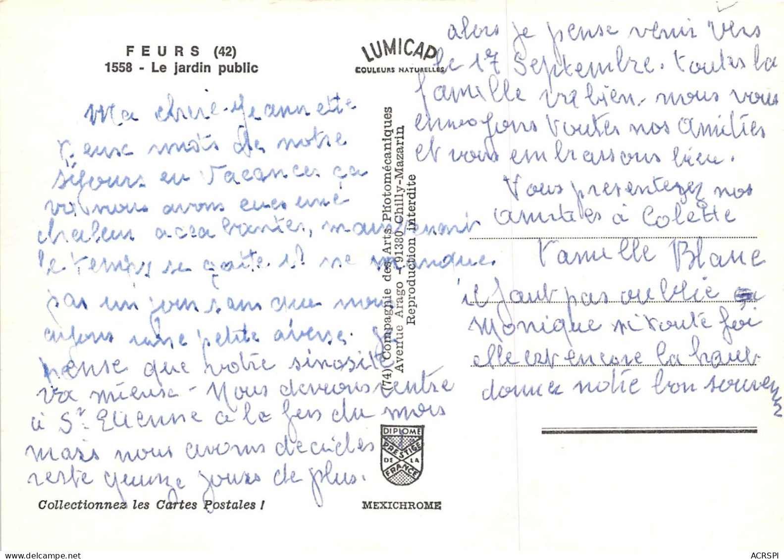 FEURS Le Jardin Public 16(scan Recto-verso) MA2248 - Feurs