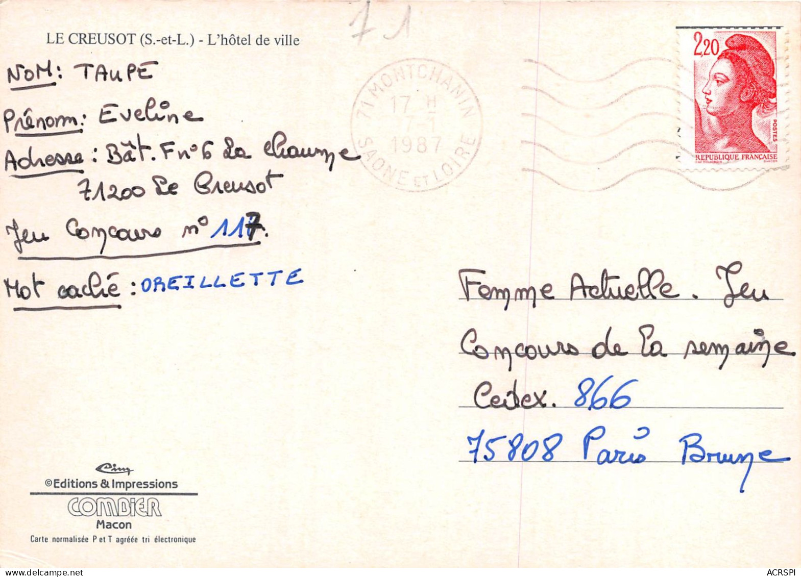 LE CREUSOT L Hotel De Ville 29(scan Recto-verso) MA2241 - Le Creusot