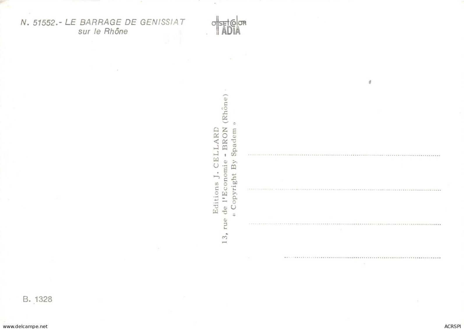 LE BARRAGE DE GENISSIAT Sur Le Rhone 26(scan Recto-verso) MA2262 - Génissiat