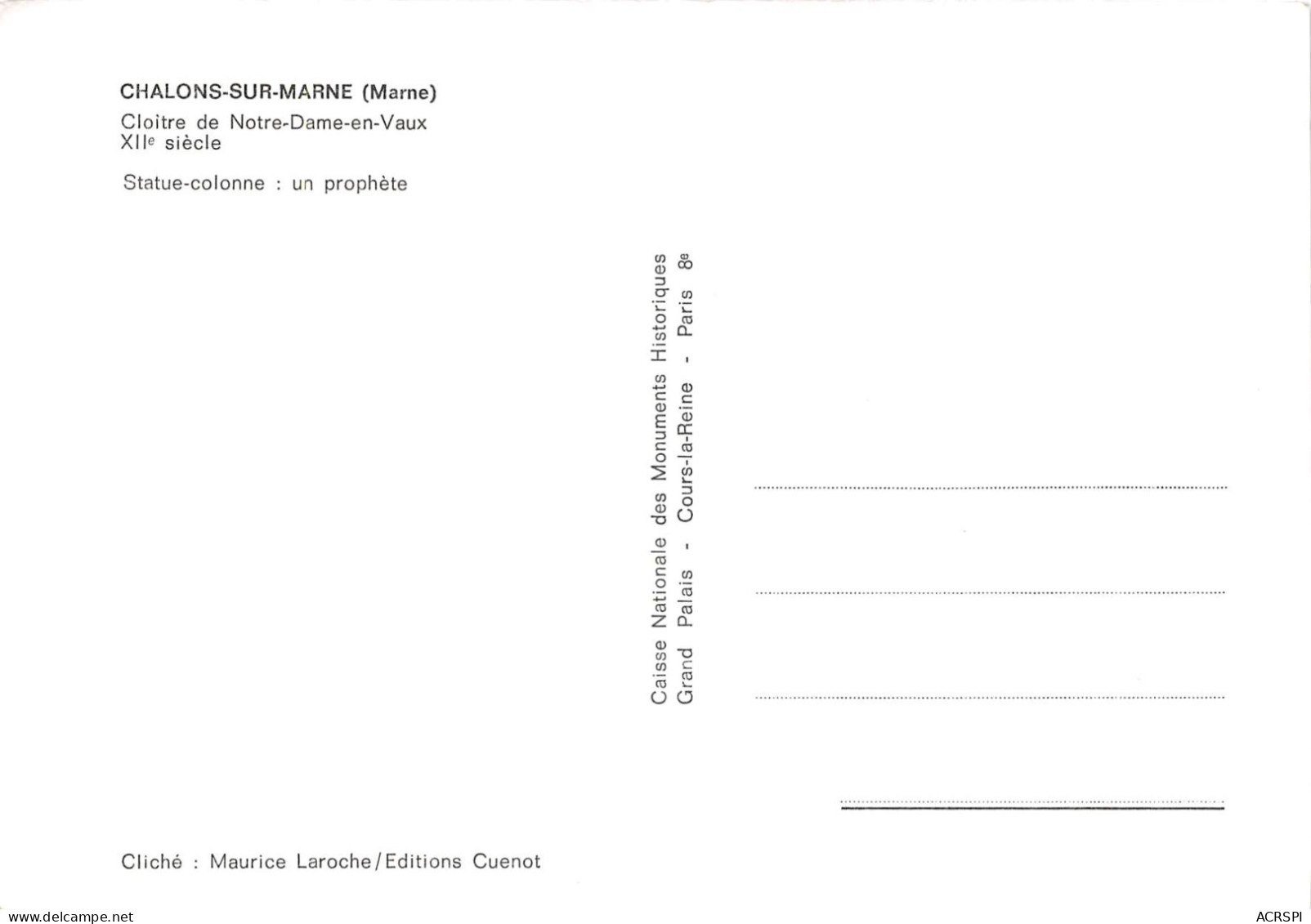 CHALONS SUR MARNE Cloitre De Notre Dame En Vaux Statue Colonne Un Prophete 31(scan Recto-verso) MA2260 - Châlons-sur-Marne