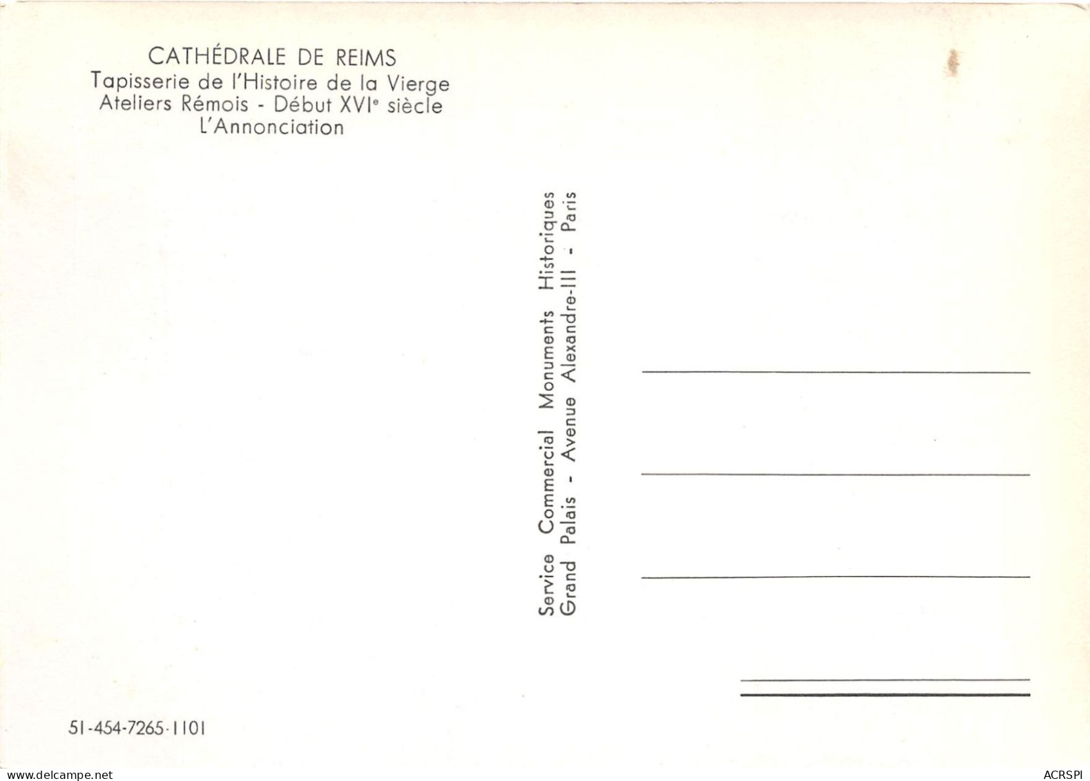 Cathedrale De REIMS Tapisserie De L Histoire De La Vierge Ateliers Remois L Annonciation 23(scan Recto-verso) MA2260 - Reims