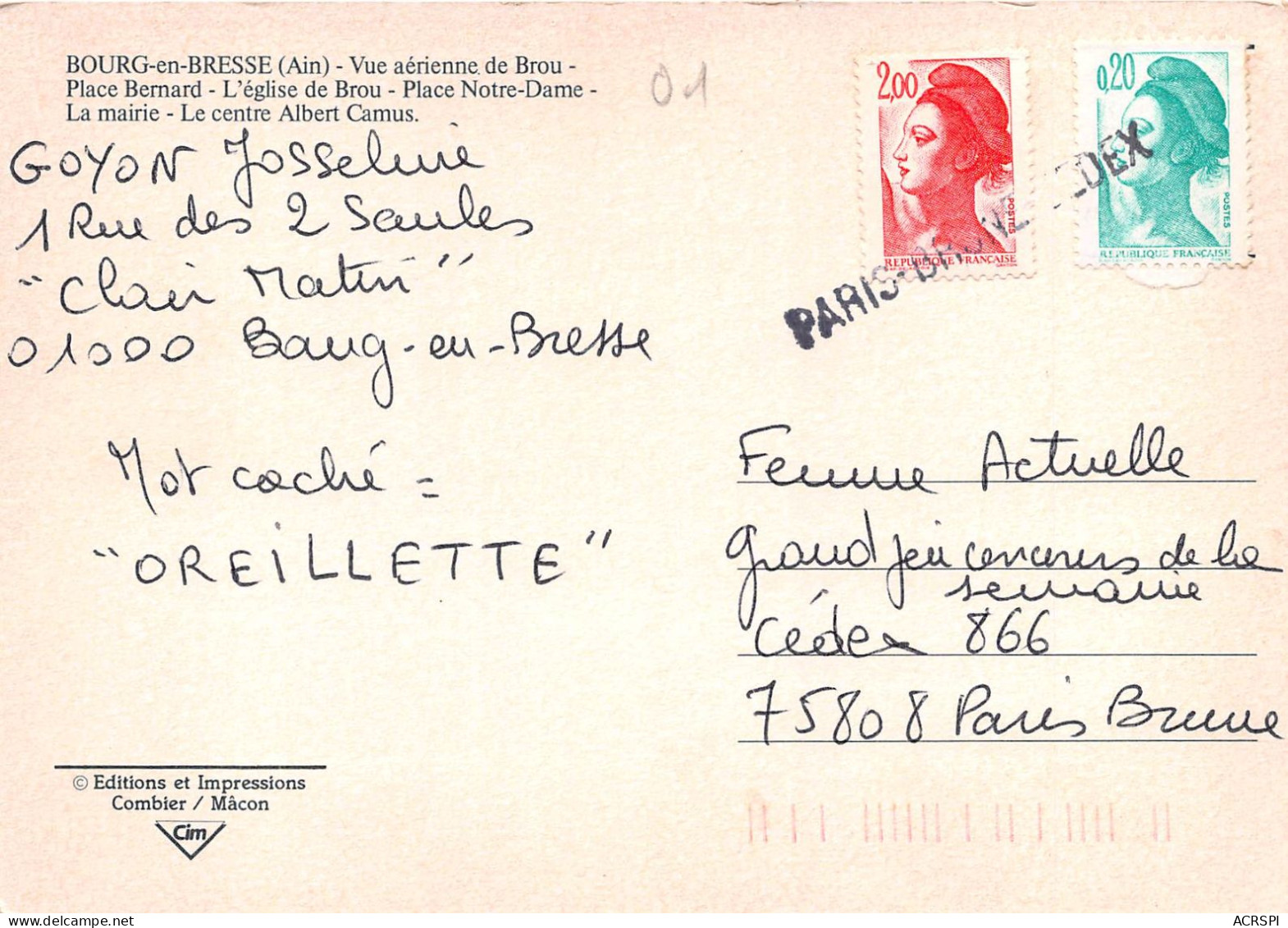 BOURG EN BRESSE Vue Aerienne De Brou Place Bernard 9(scan Recto-verso) MA2257 - Autres & Non Classés