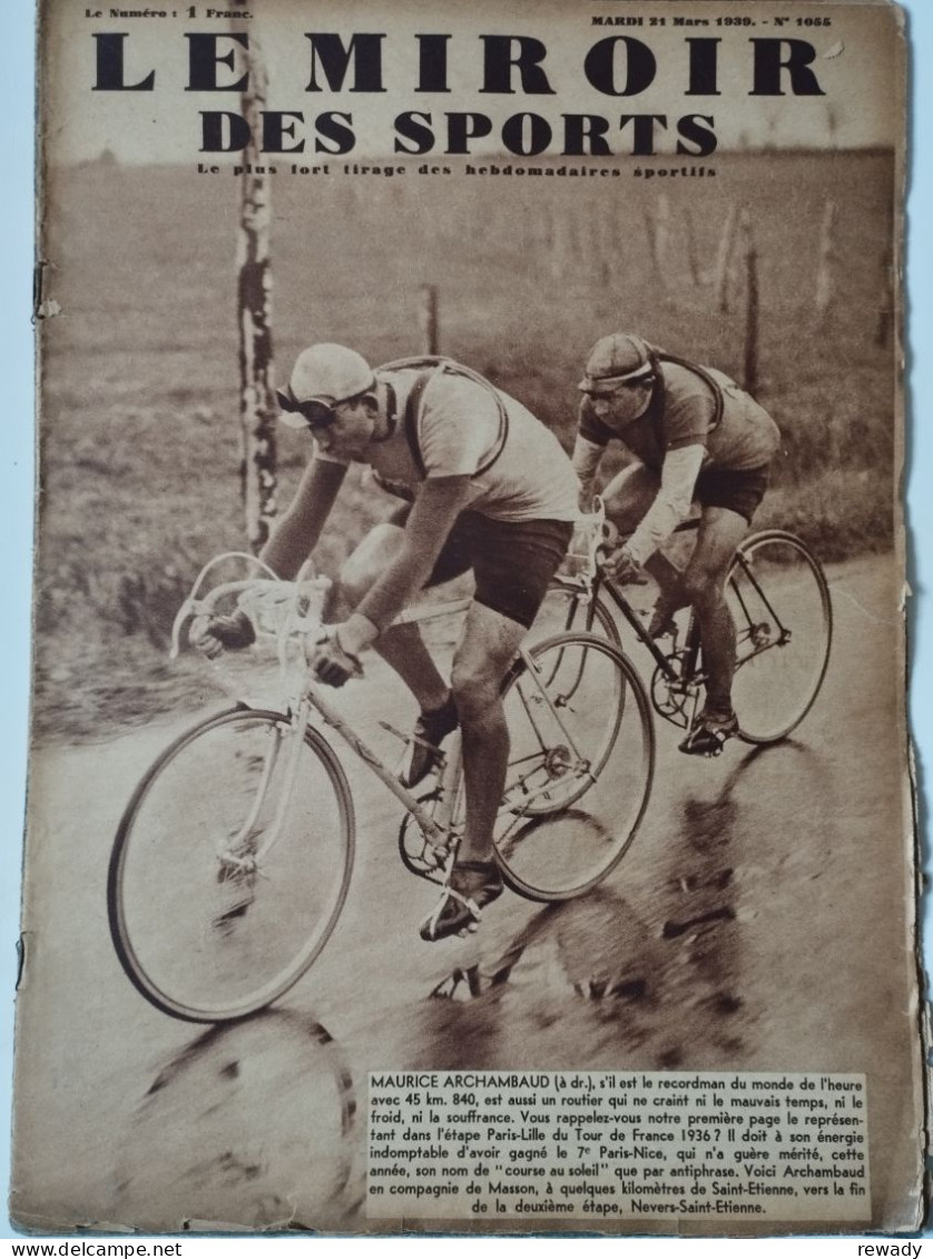Le Miroir Des Sports - 21 Mars 1939 (N. 1055) - Otros & Sin Clasificación