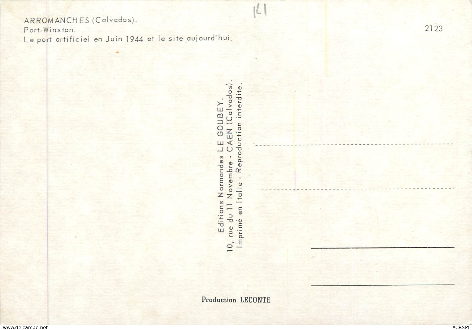 ARROMANCHES Port Winston Le Port Artificiel En Juin 1944 8(scan Recto-verso) MB2381 - Arromanches