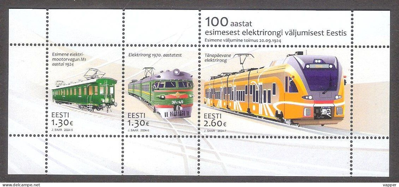 First Electric Train In Estonia 100 Years  2024 Estonia Sheet  Mi BL61 - Estonia