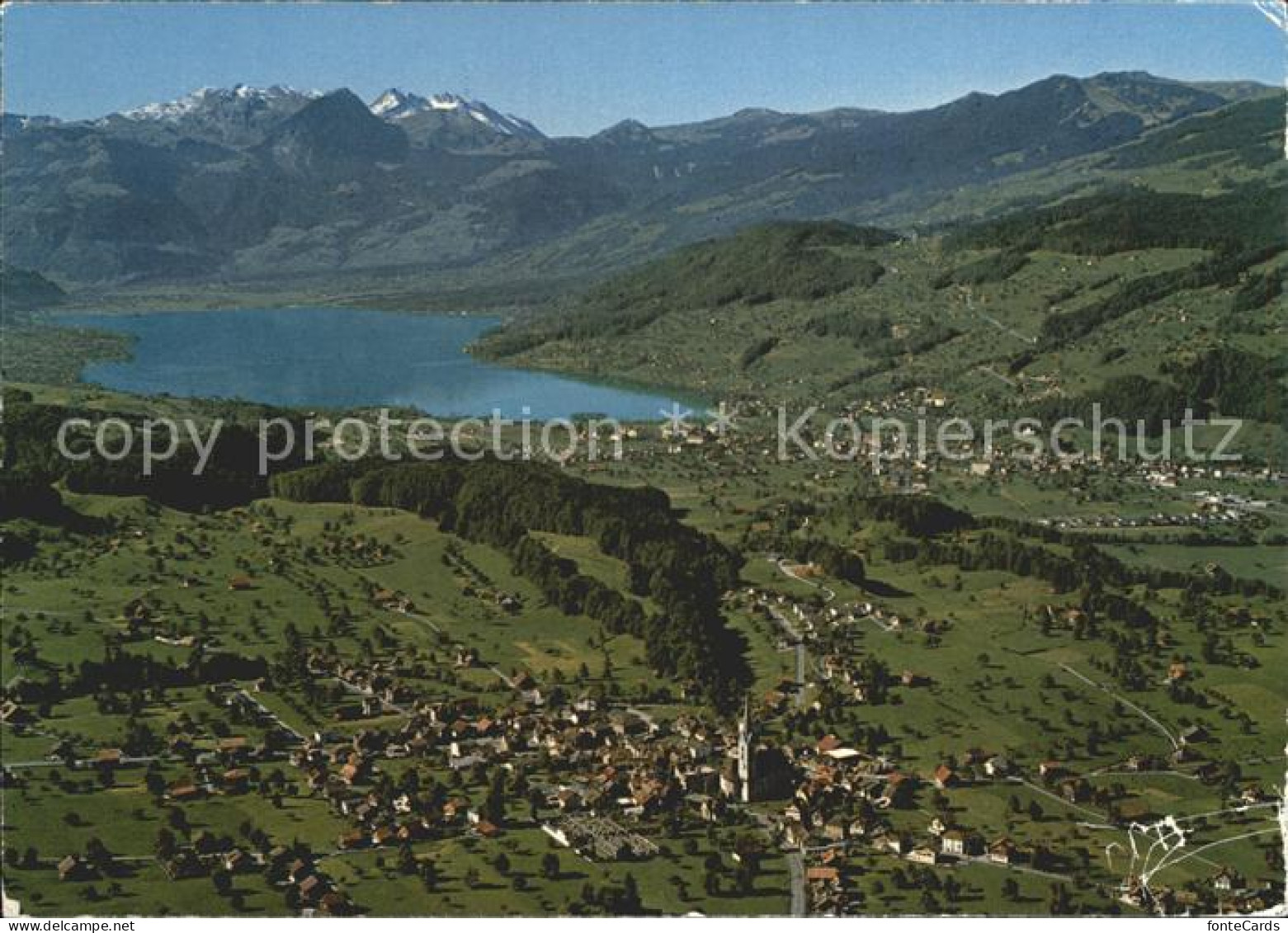 12259441 Kerns Fliegeraufnahme Mit Sarnersee Kerns - Andere & Zonder Classificatie