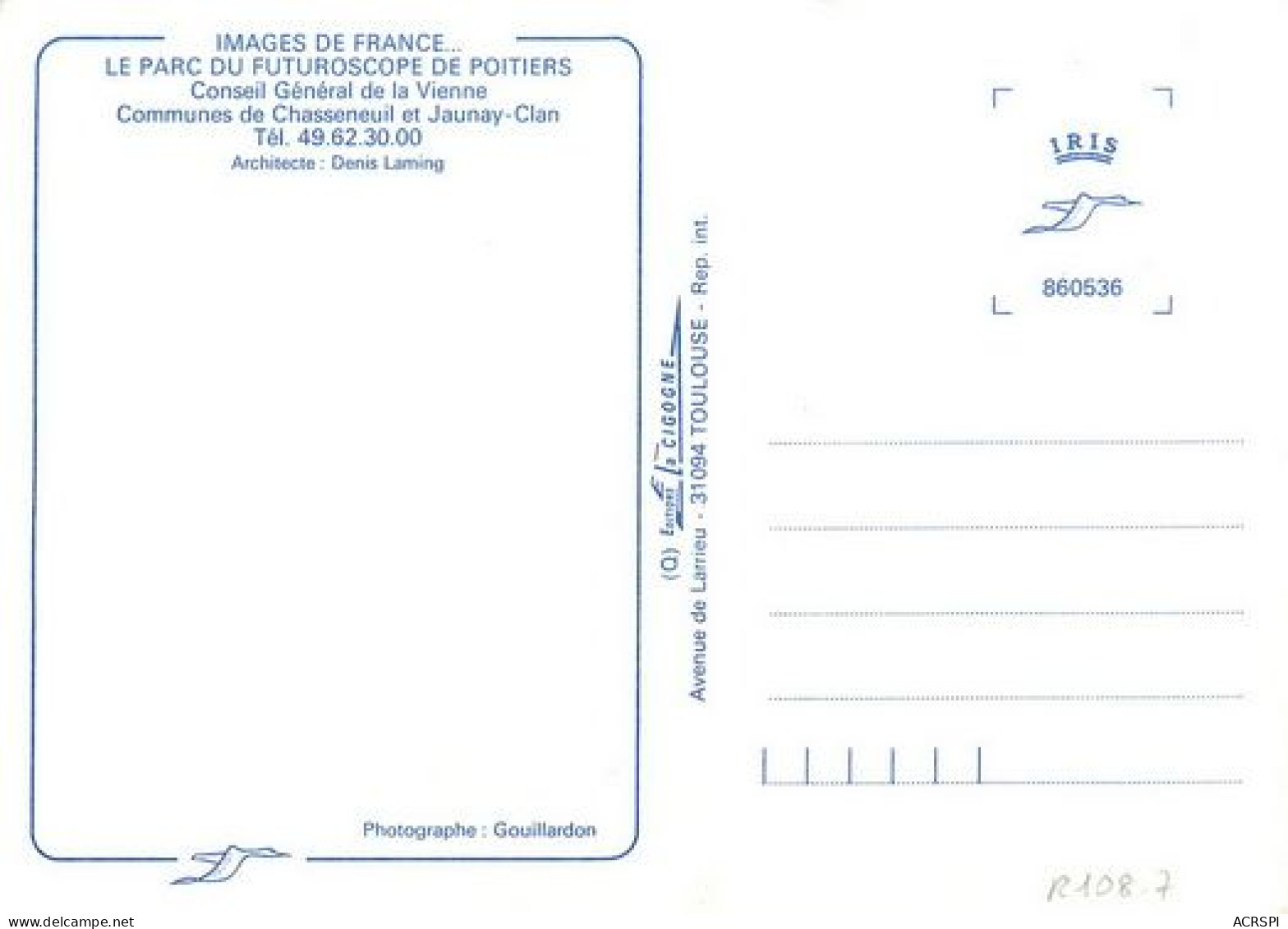 POITIERS  Chasseneuil-du-Poitou Et Jaunay-Marigny Clan Le Futuroscope Archi Denis LAMING  23(scan Recto-verso)MA2272Bis - Poitiers