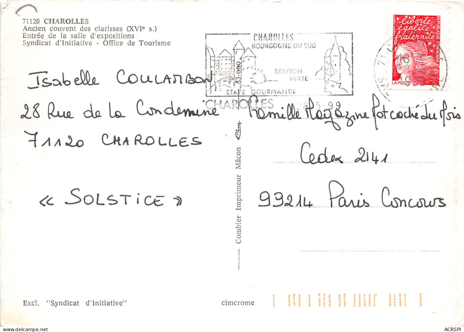 CHAROLLES Ancien Couvent Des Clarisses 15(scan Recto-verso) MA2270 - Charolles