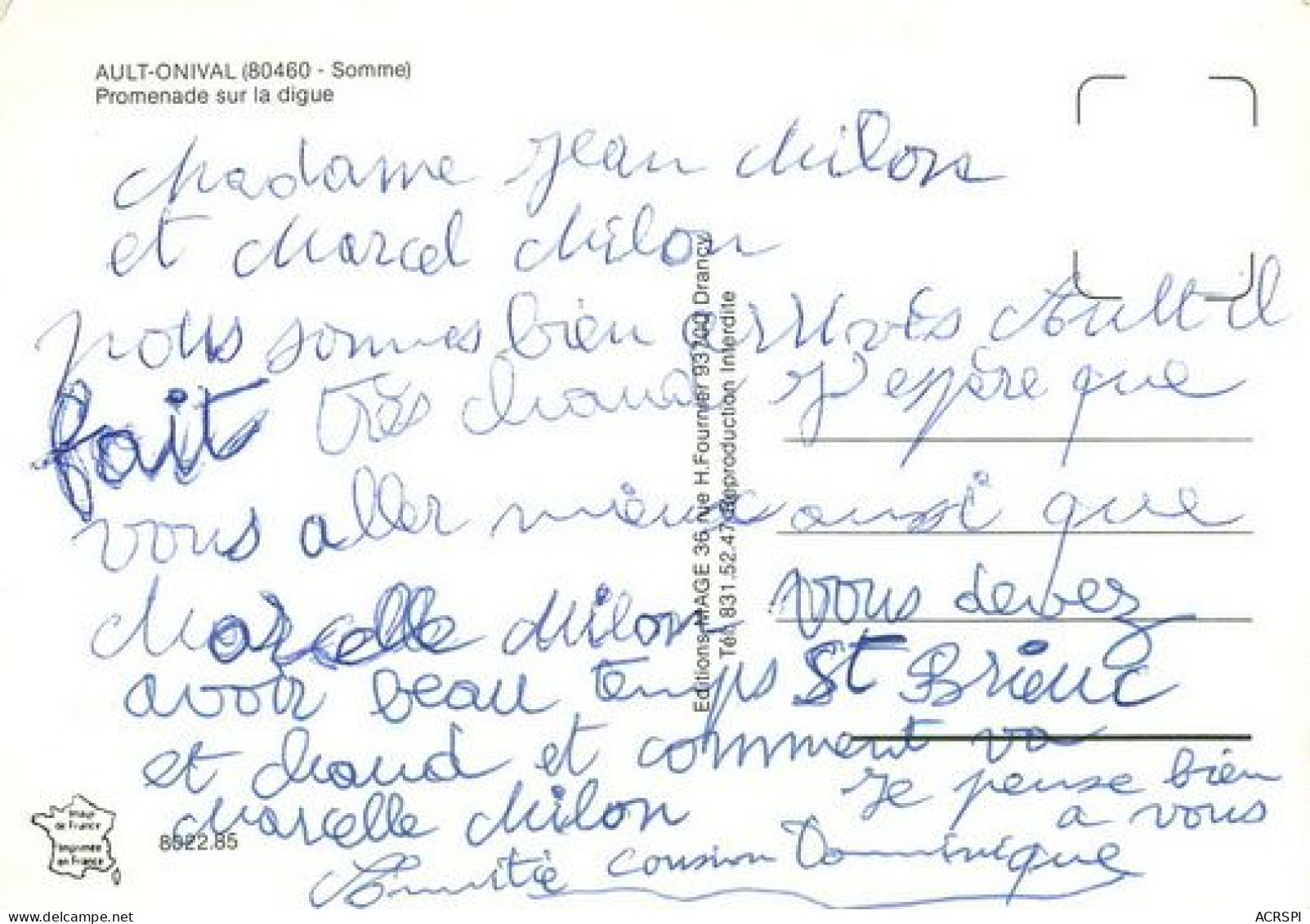 AULT ONIVAL  Promenade Sur La Digue  15   (scan Recto-verso)MA2269Ter - Ault