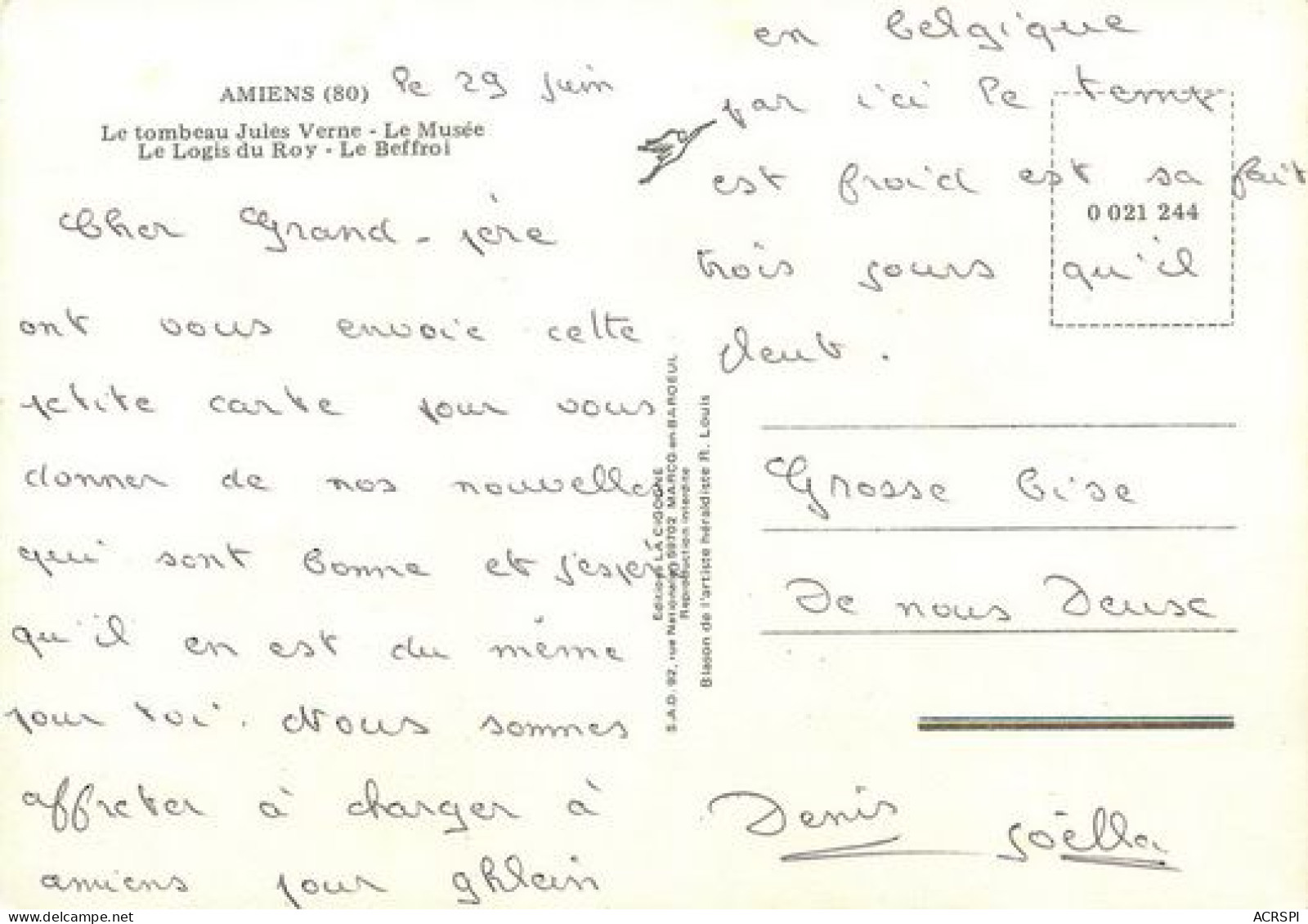 AMIENS  Le Tombeau Jules Vernes Le Musée Le Befroi  BLASON  35   (scan Recto-verso)MA2269Bis - Amiens