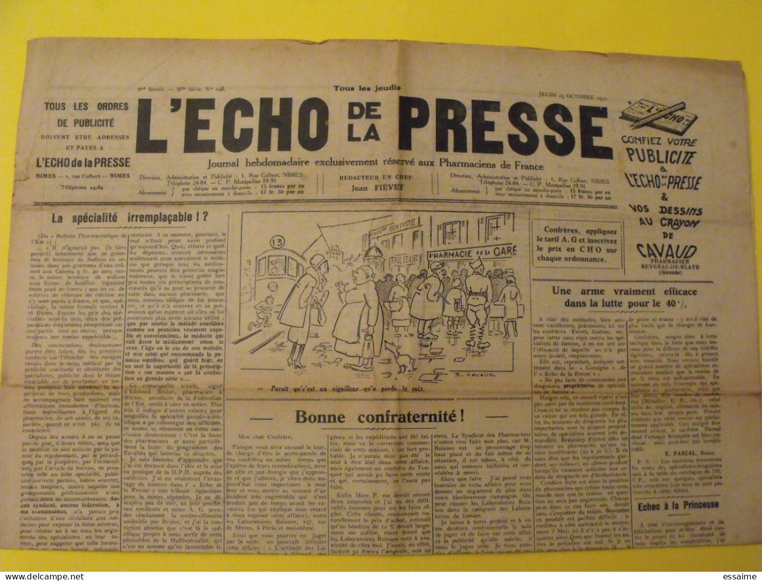 3 N° De L'Echo De La Presse De 1931-1936. Pharmaciens De France CNPF Réglementation - Altri & Non Classificati