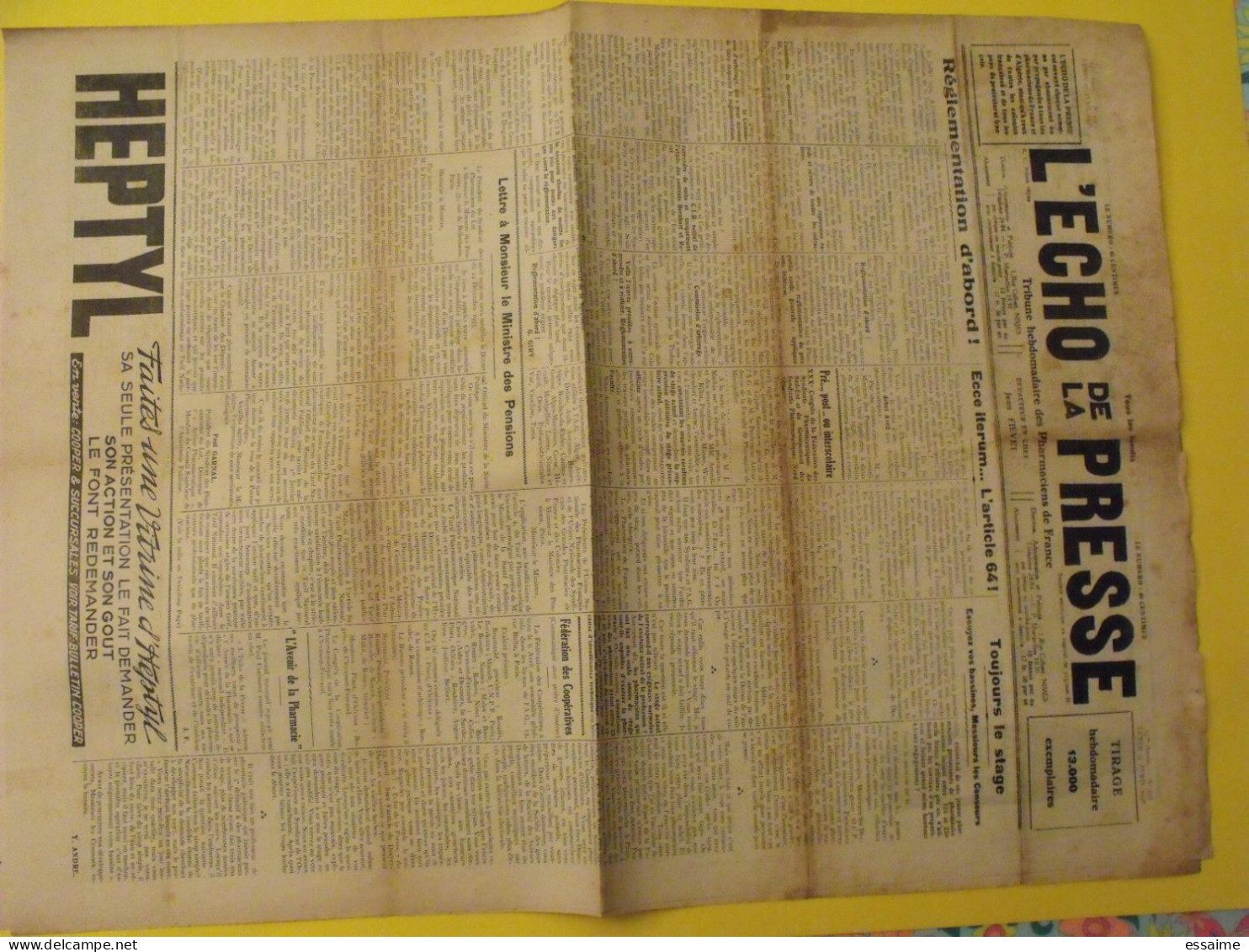 3 N° De L'Echo De La Presse De 1931-1936. Pharmaciens De France CNPF Réglementation - Autres & Non Classés