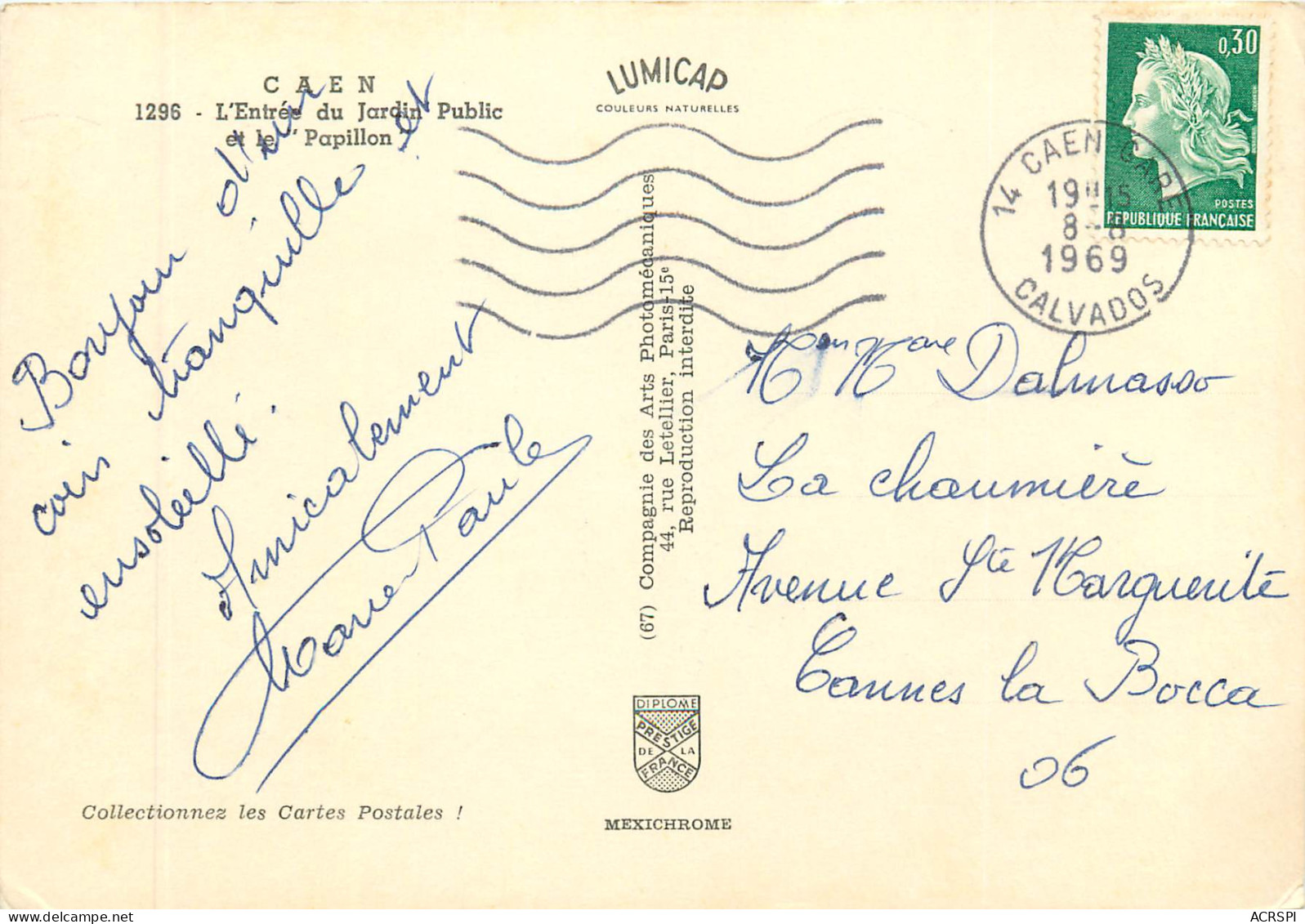 CAEN L Entree Du Ajrdin Public Et Le Papillon 9(scan Recto-verso) MB2392 - Caen