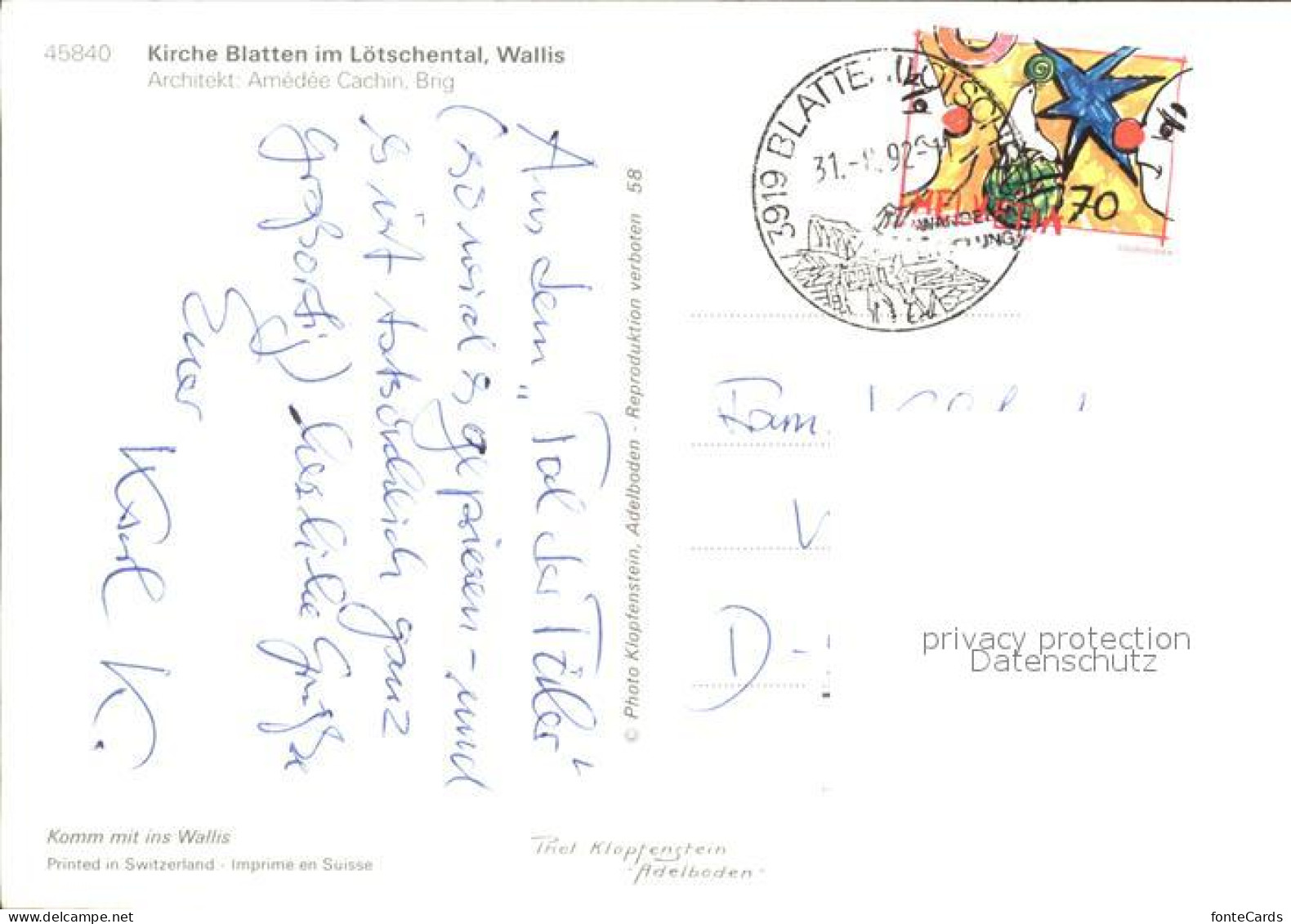 12255548 Blatten VS Kirche Loetschental Alpen Blatten - Other & Unclassified