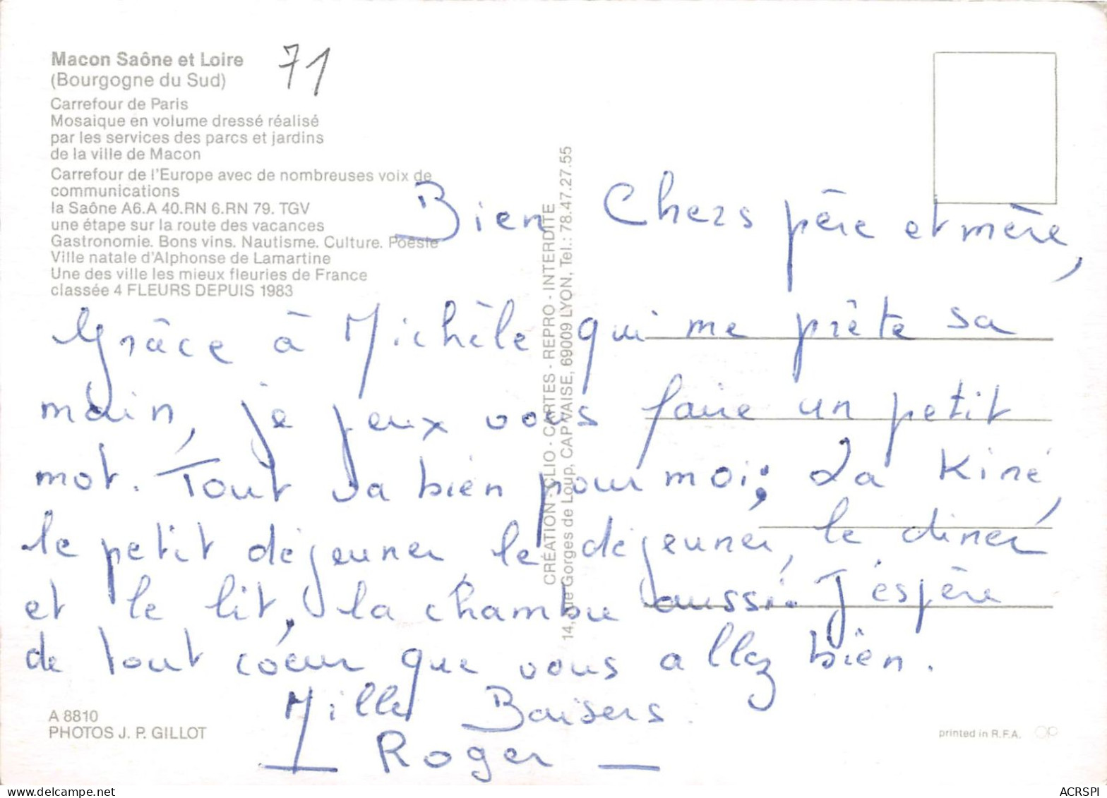 MACON Saone Et Loire Carrefour De Paris Mosaique En Volume Dresse 15 14(scan Recto-verso) MA2276 - Macon