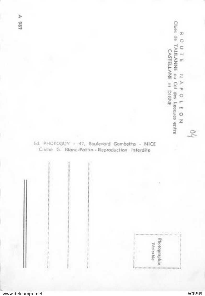 CASTELLANE  Clues De Taulanne Au Col Des Lecques Vers Digne  8   (scan Recto-verso)MA2275Bis - Castellane