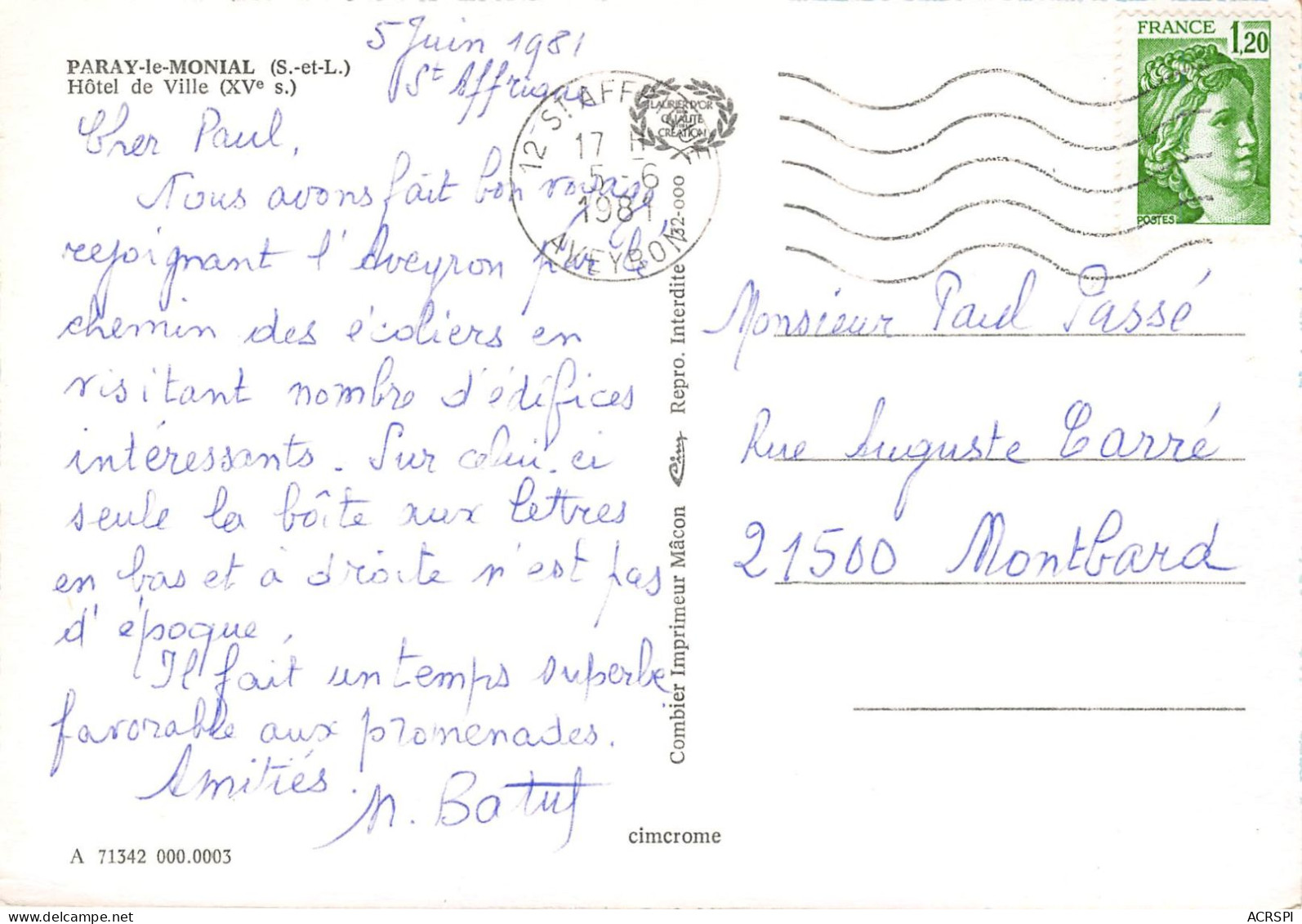 PARAY LE MONIAL Hotel De Ville 24(scan Recto-verso) MA2275 - Paray Le Monial