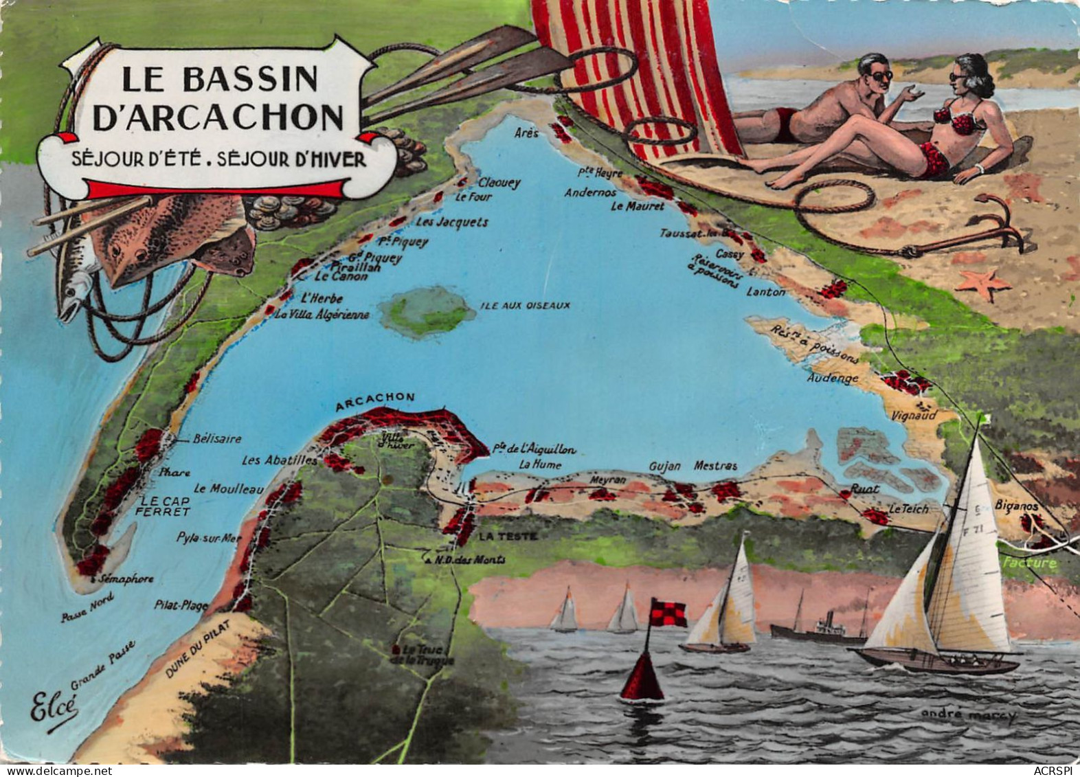 ARCACHON Le Bassin Plan Map Description  4 (scan Recto Verso)MA2274UND - Arcachon