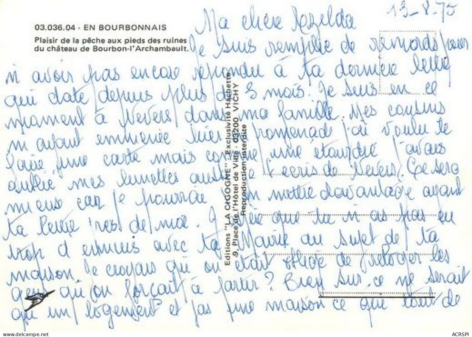 BOURBON L' ARCHAMBAULT  Pecheurs Au Pied Du Chateau  60  (scan Recto-verso)MA2274Ter - Bourbon L'Archambault