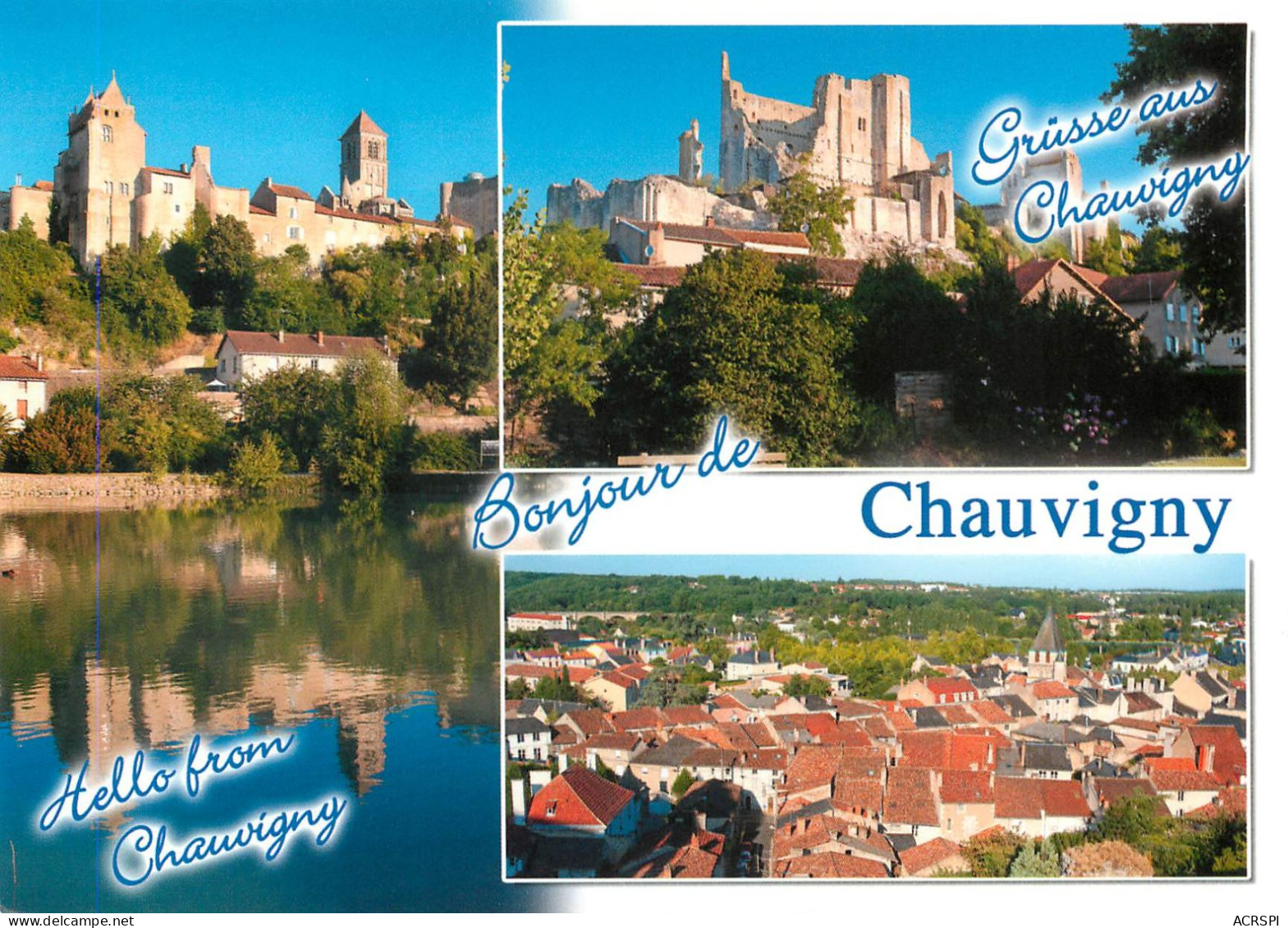 Chauvigny  Le Chateau Et L'église  Multivue Un Bonjour  30   (scan Recto-verso)MA2280Ter - Chauvigny