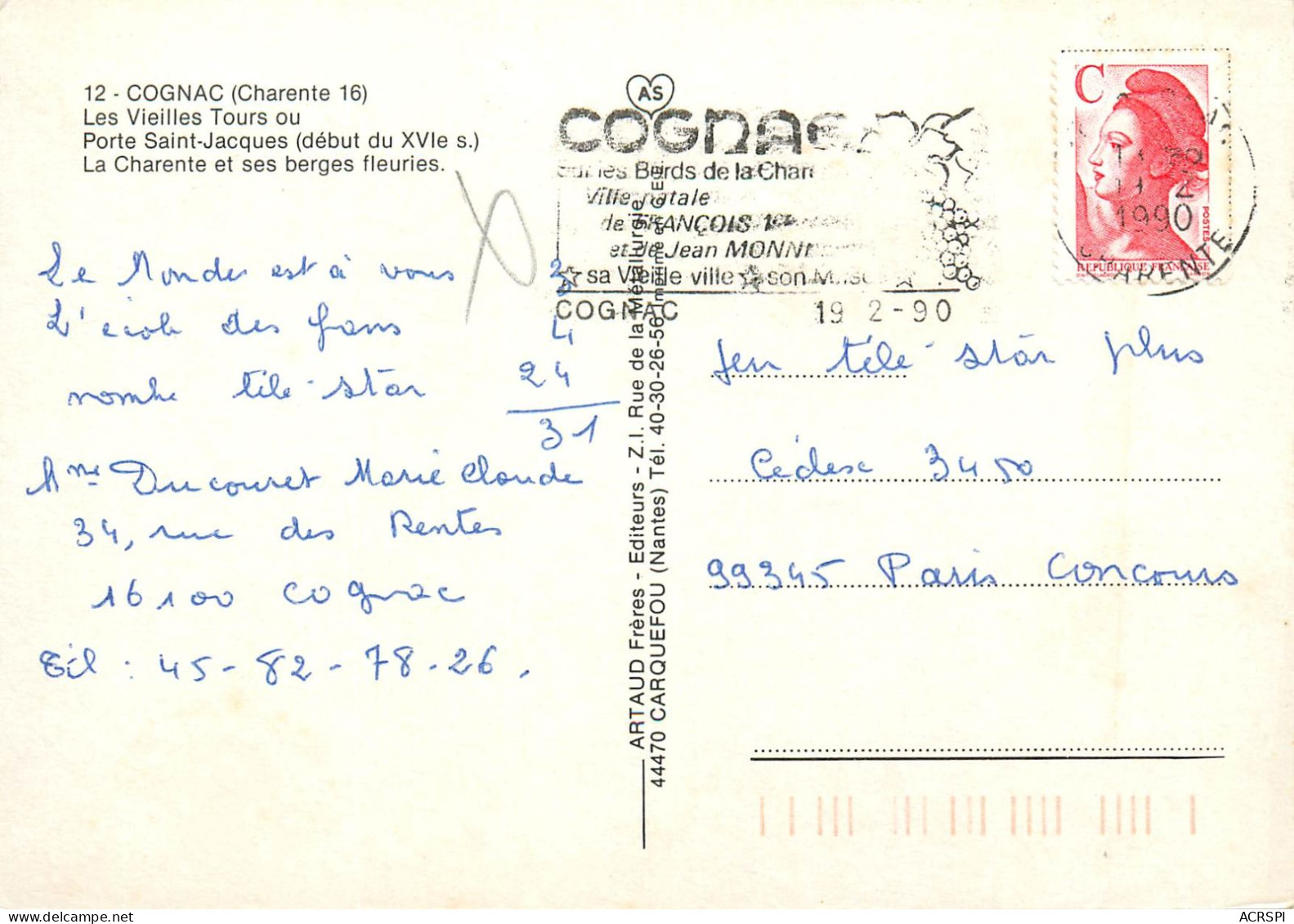 COGNAC   Tours Saint Jacques  22   (scan Recto-verso)MA2280Bis - Cognac