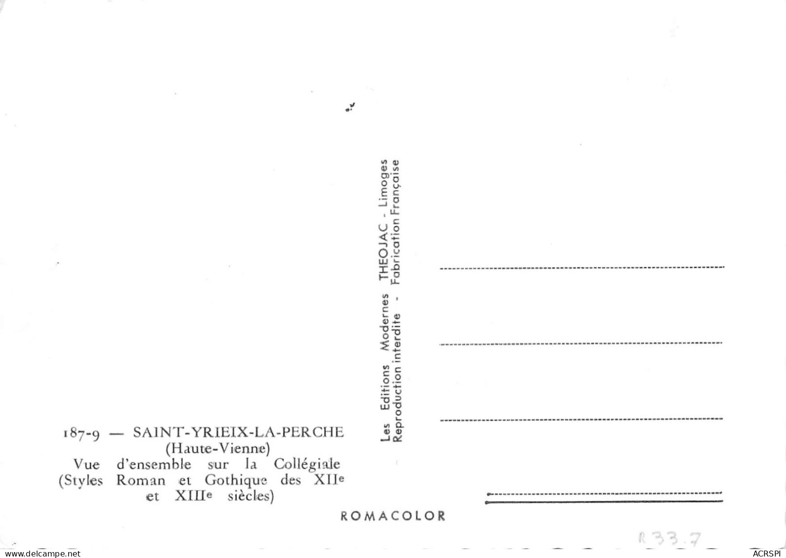 SAINT YRIEX LA PERCHE  Collégiale  18   (scan Recto-verso)MA2279 - Saint Yrieix La Perche