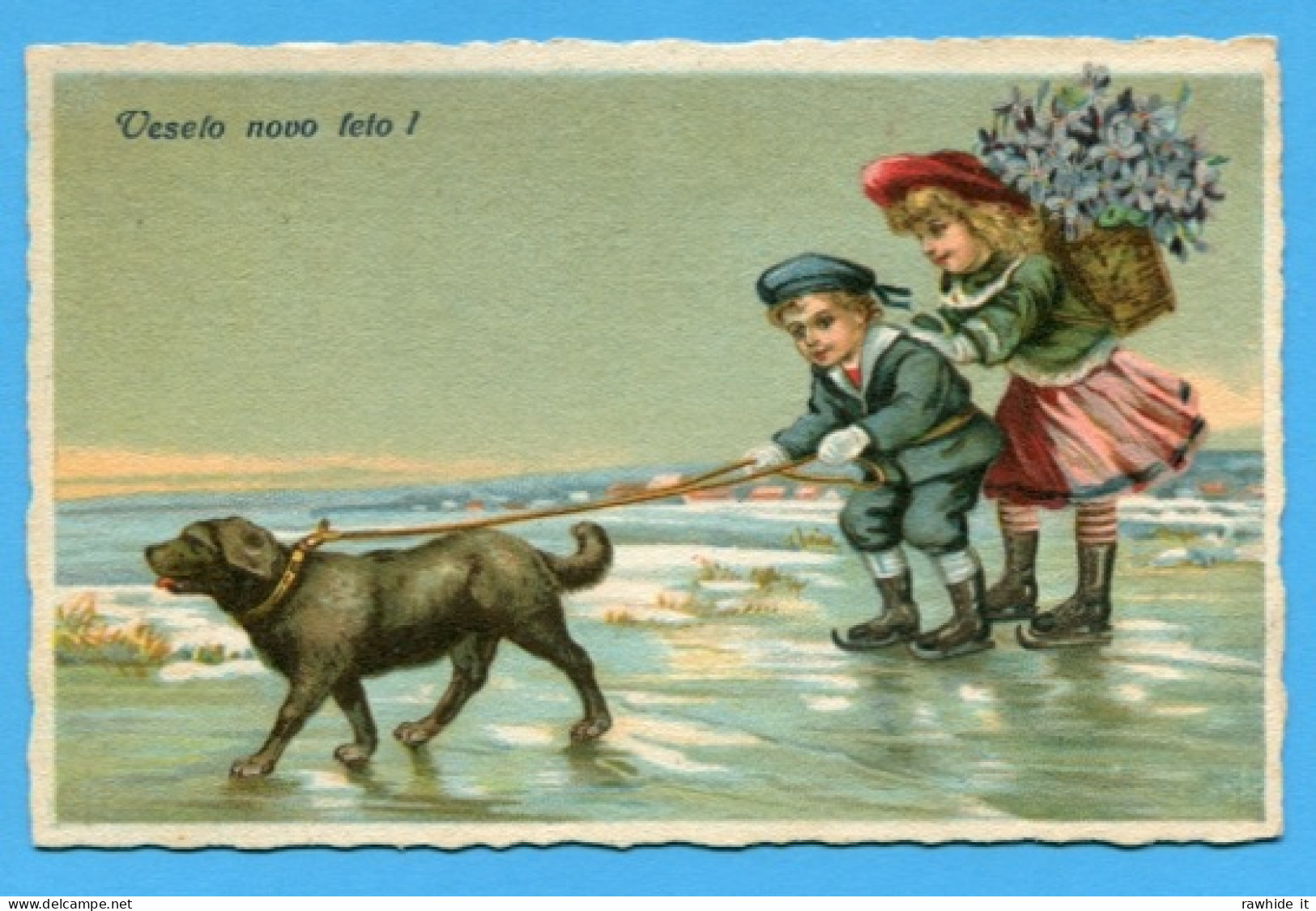 Bonne Annee Prosit Neujahr Happy New Year Enfants Chien - Dogs
