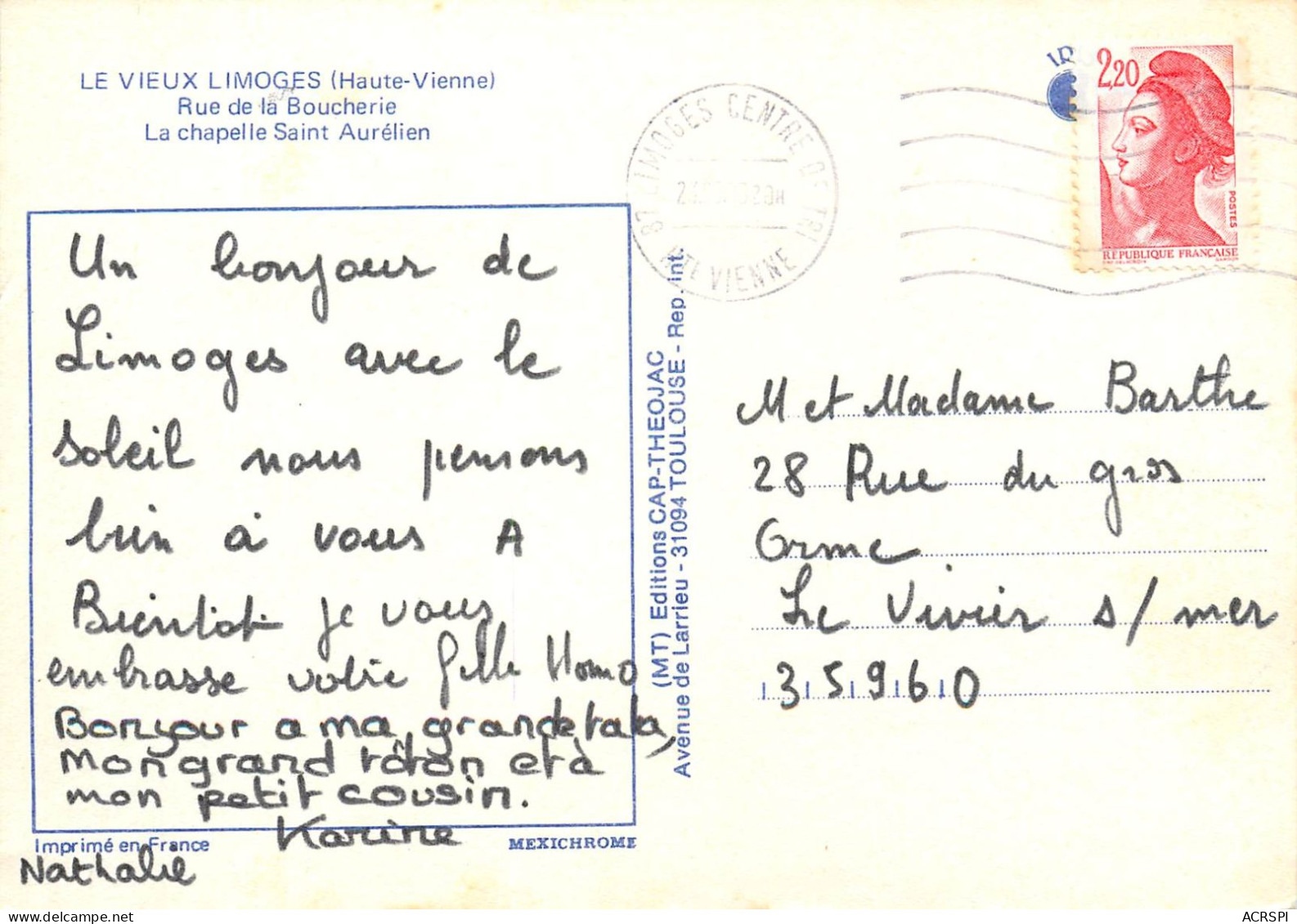 LIMOGES  Rue De La Boucherie  La Nuit  6   (scan Recto-verso)MA2277Bis - Limoges