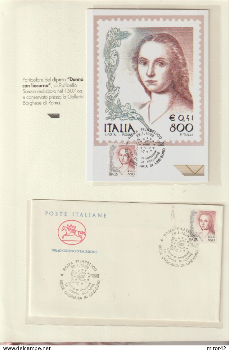 8-La Donna Nell'arte-5 Cartoline+5 F.D.C+Intero P. Con Annulli Speciali In Folder Edito Da Poste Italiane-vedi Scansioni - Sonstige & Ohne Zuordnung