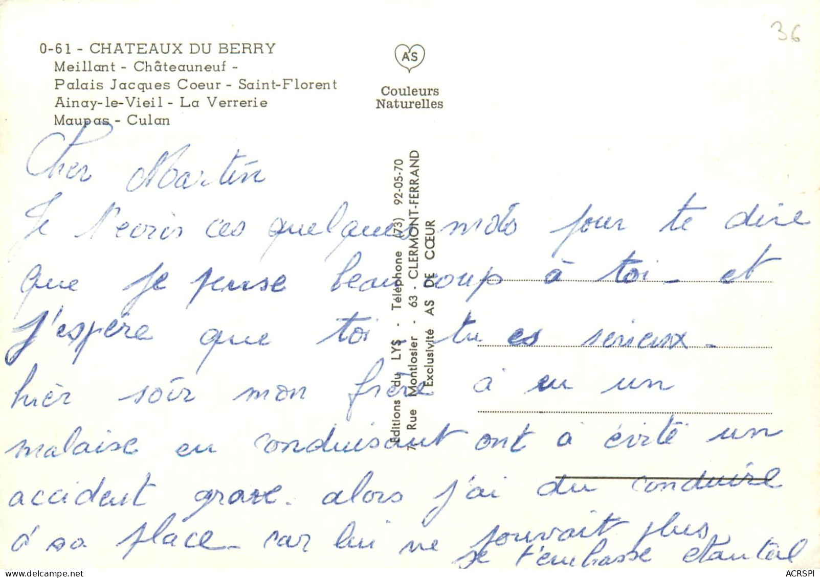 Meillant Saint Florent Ainay Le Vieil Verrerie Maupas Culan  40  (scan Recto-verso)MA2284Ter - Ainay-le-Vieil