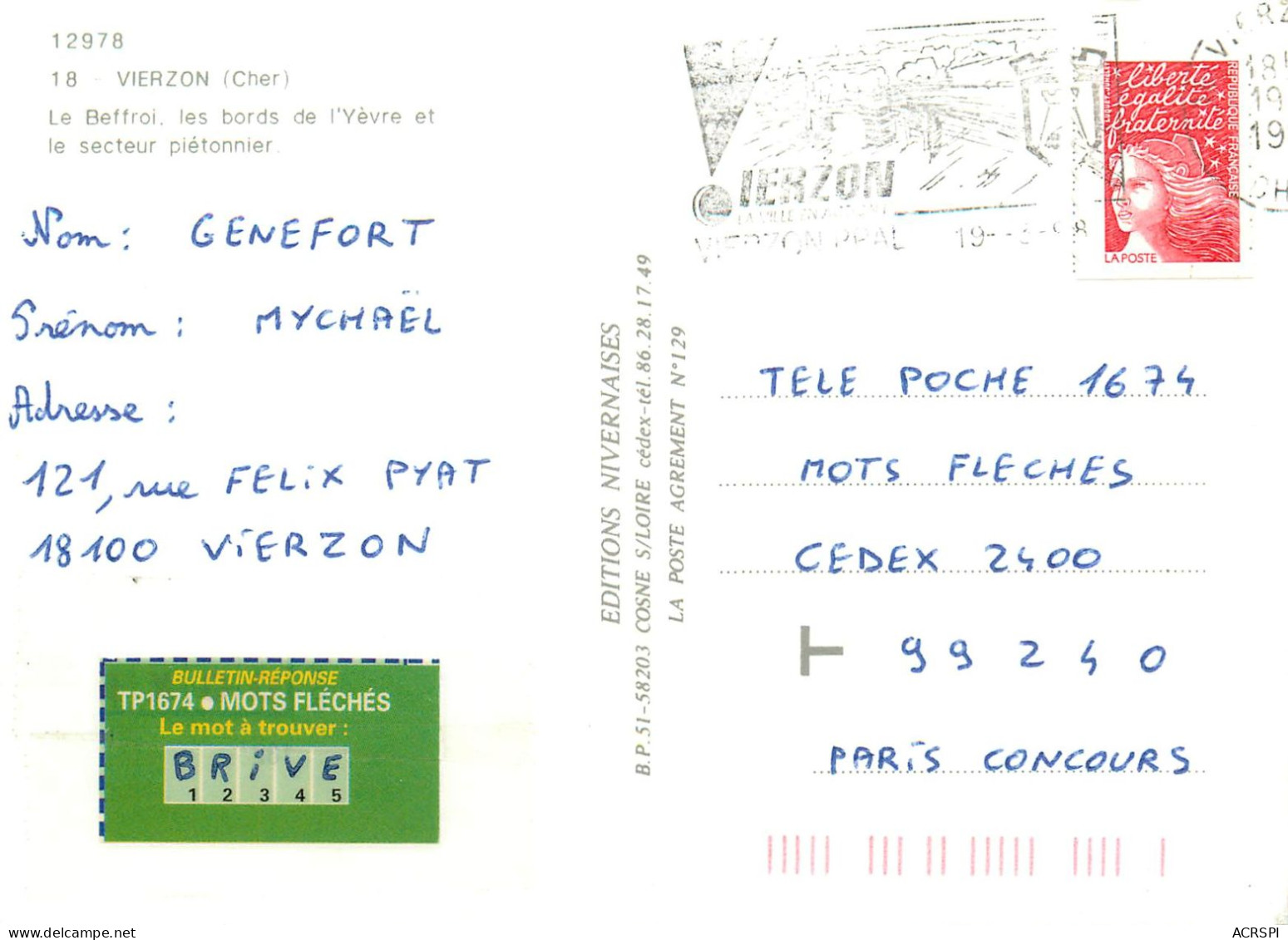 VIERSON  Béffroi Et Secteur Pietonnier  38  (scan Recto-verso)MA2284Ter - Vierzon