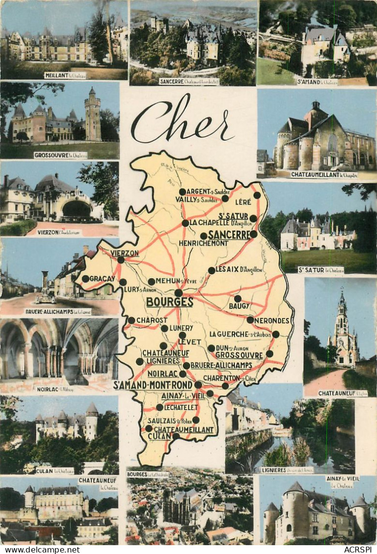 18 Carte Map Du Département Du Cher  5   (scan Recto-verso)MA2284Ter - Aubigny Sur Nere
