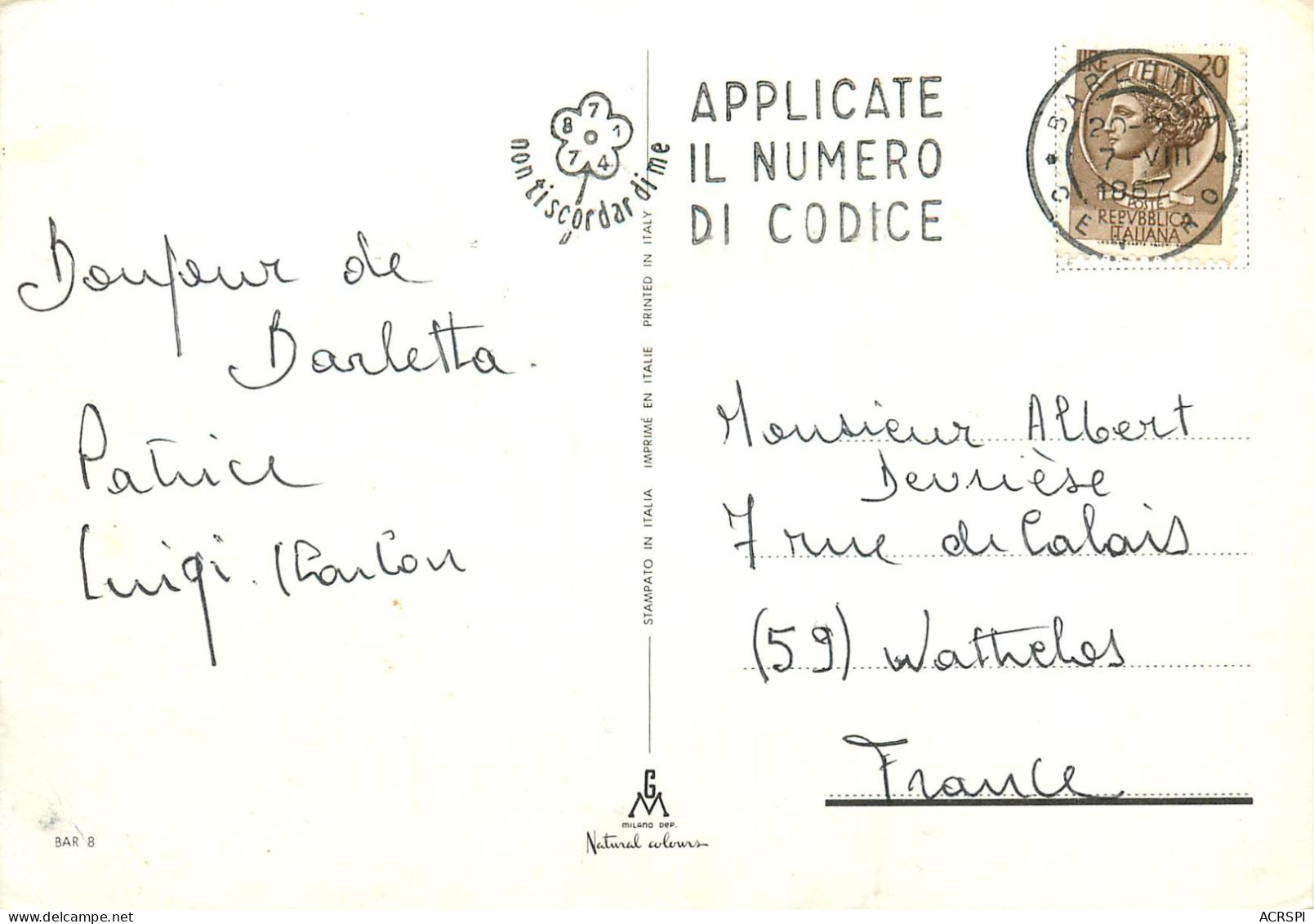 Saluti Da BARLETTA  37 (scan Recto-verso)MA2283 - Barletta